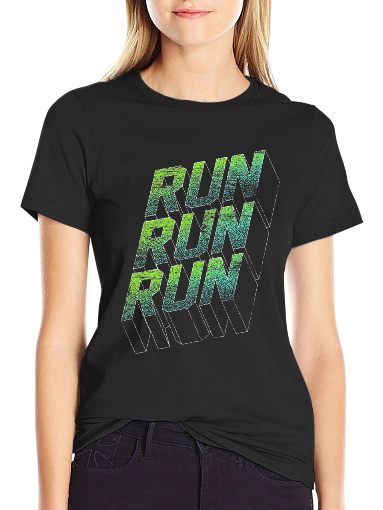 Run Graphic Print Black T-Shirt