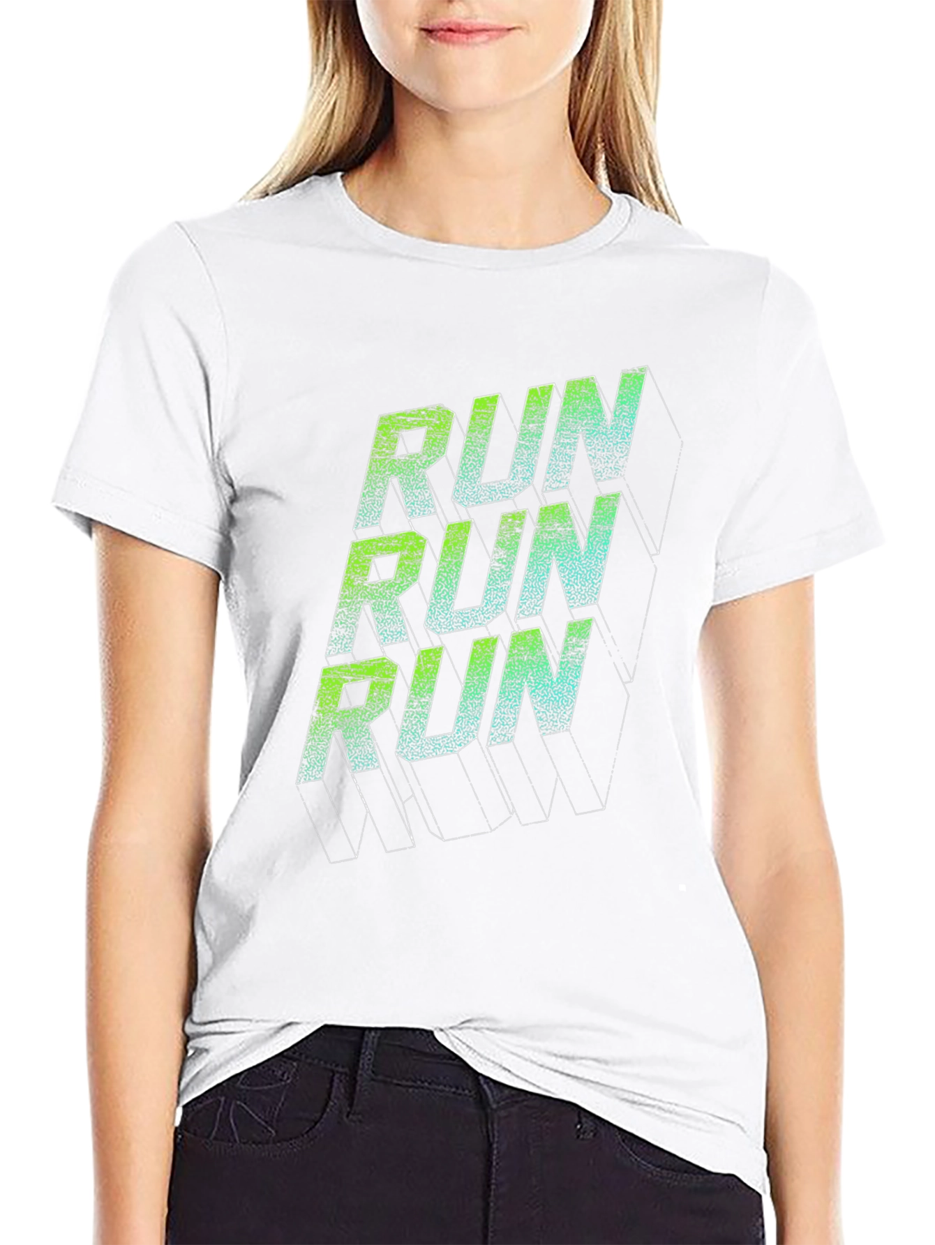 Run Graphic Print Black T-Shirt