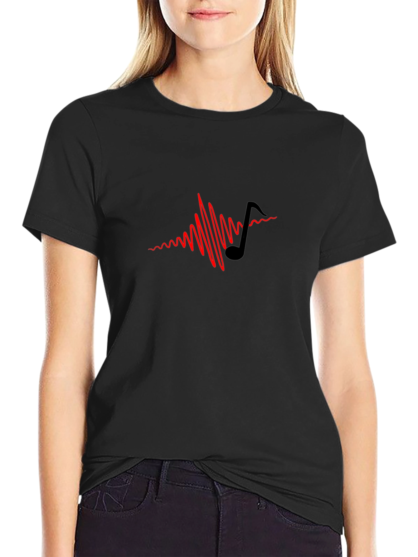 Music Note Graphic Tee - Black T-Shirt