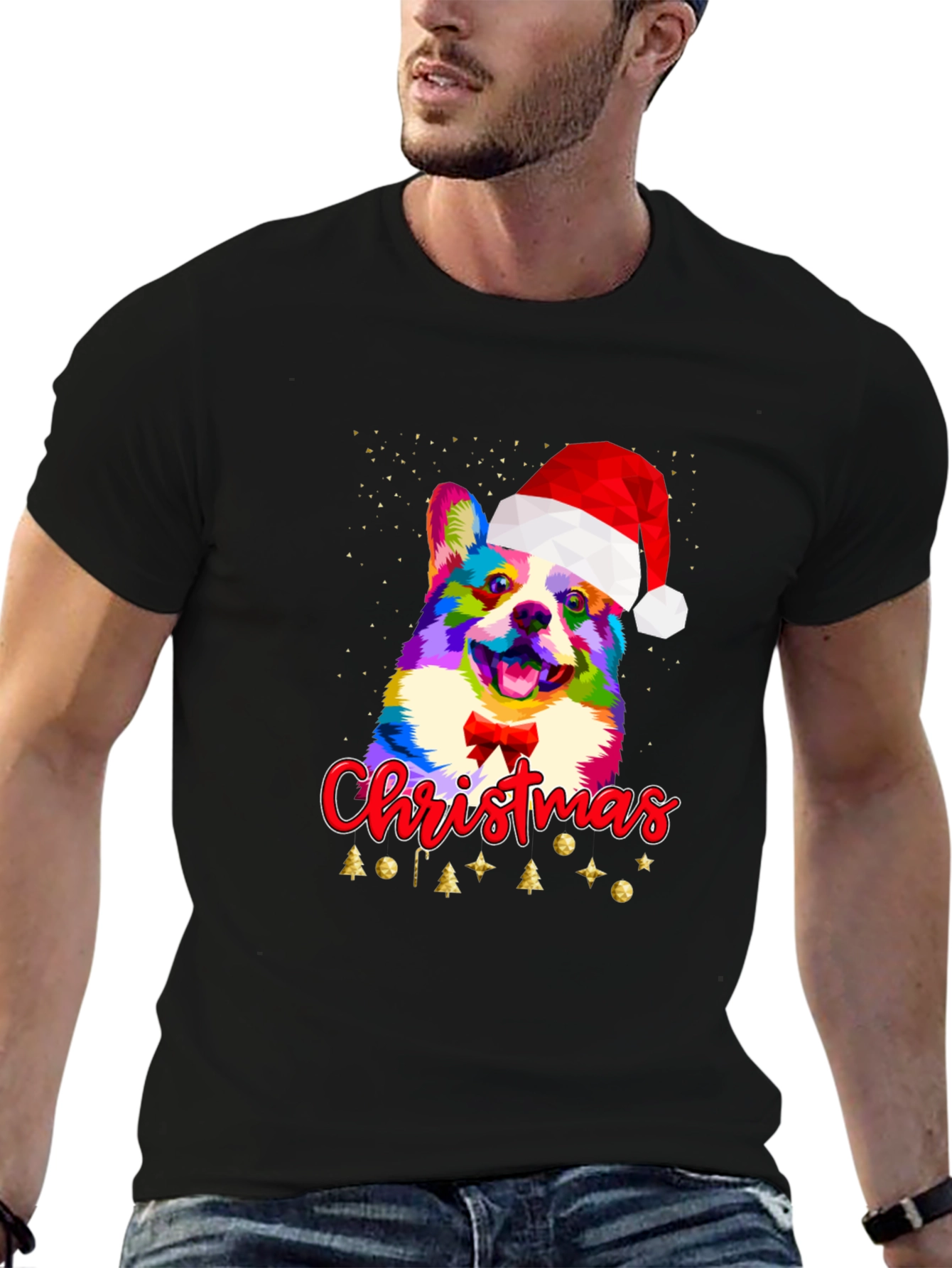 Christmas Corgi Dog Santa Hat T-Shirt