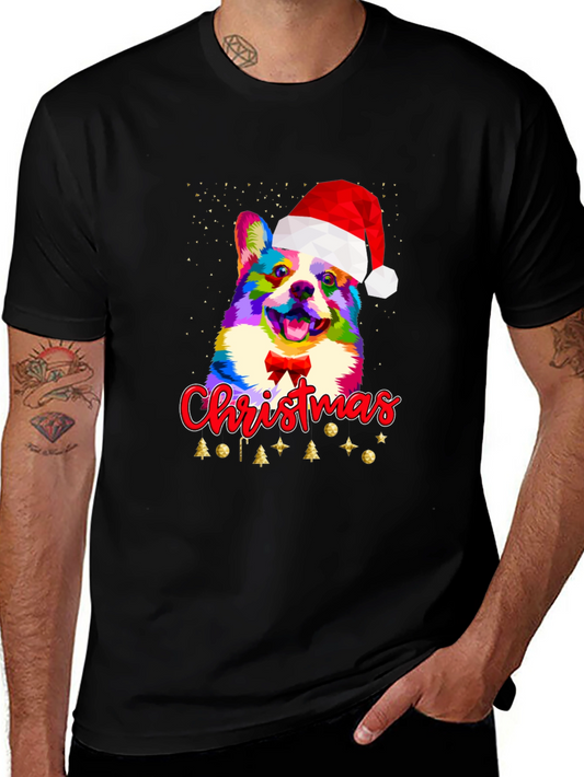 Christmas Corgi Dog Santa Hat T-Shirt