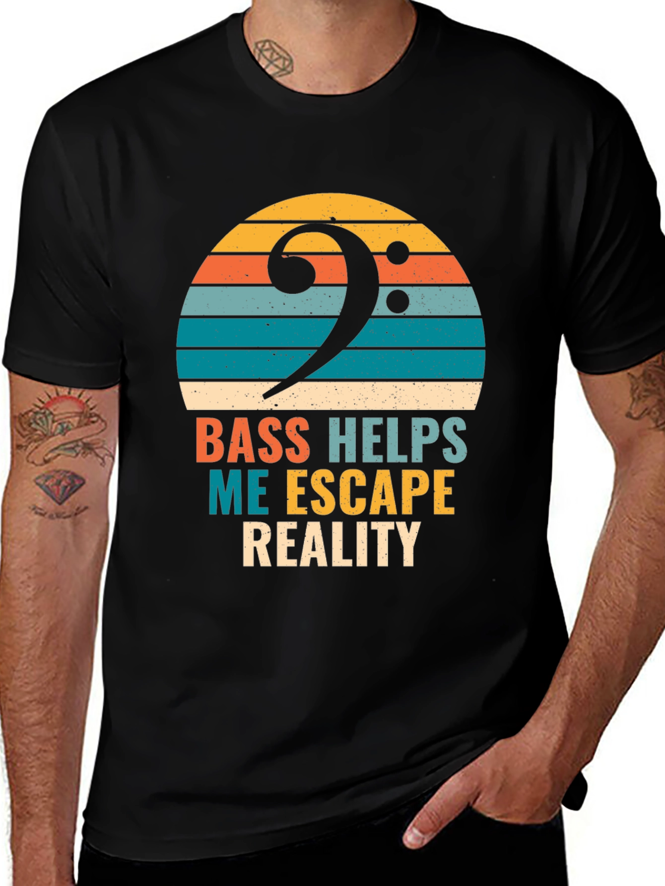 Bass Helps Me Escape Reality T-Shirt - Musician Tee