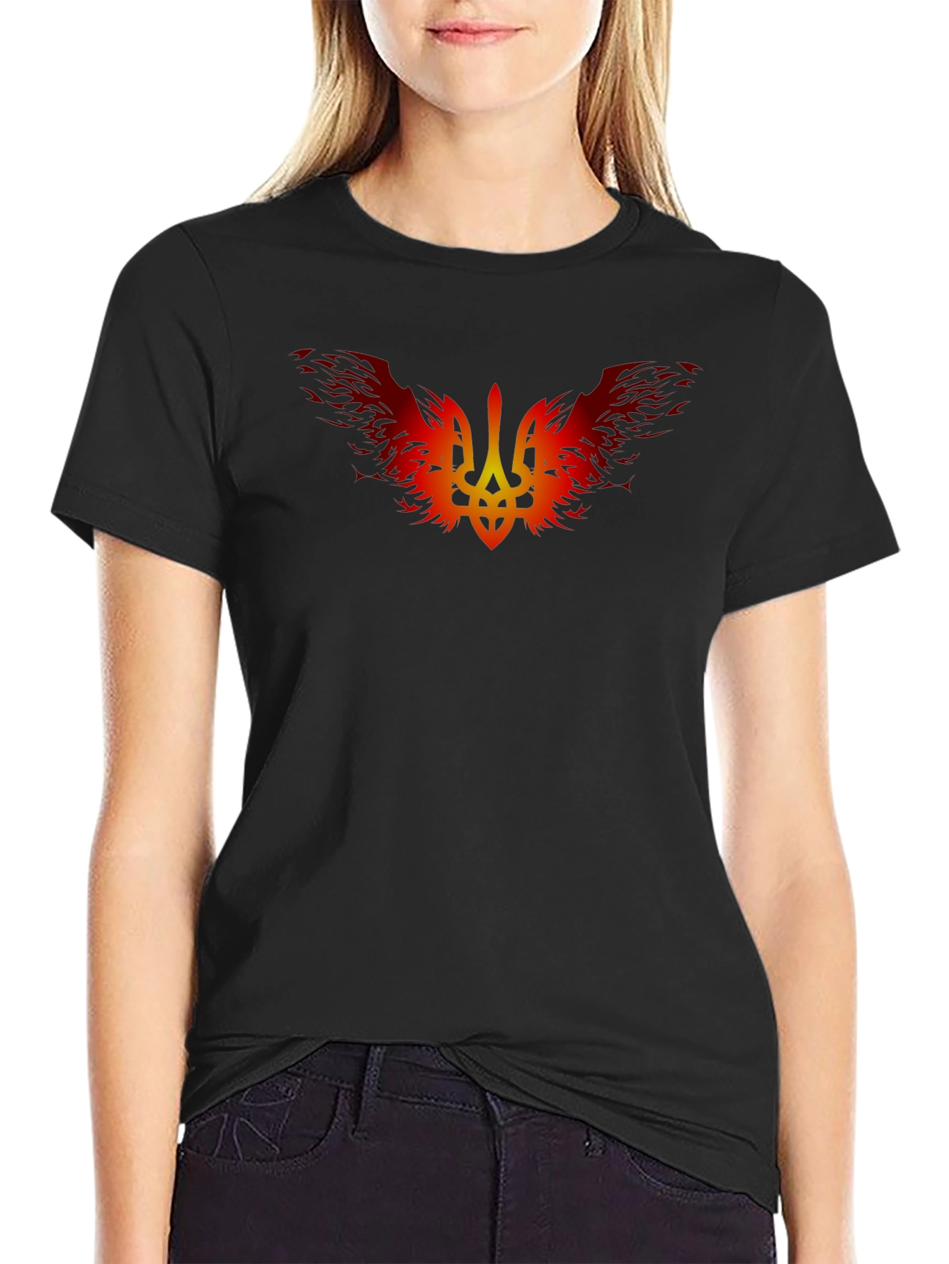 Fiery Ukrainian Trident Black T-Shirt