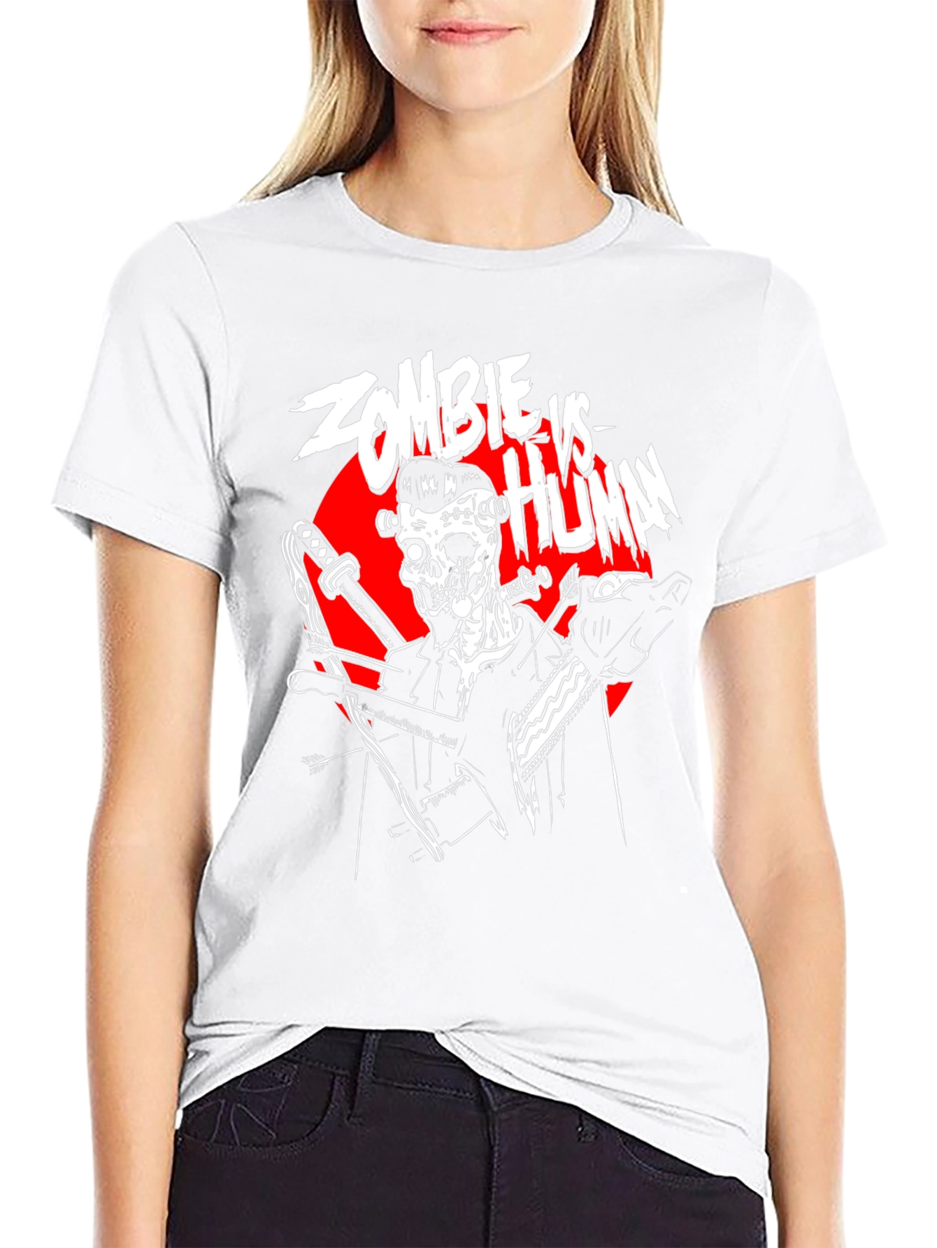 Zombie vs Human Graphic T-Shirt