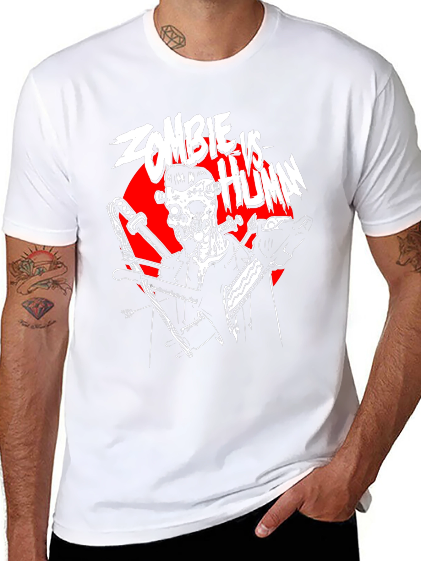 Zombie vs Human Graphic T-Shirt