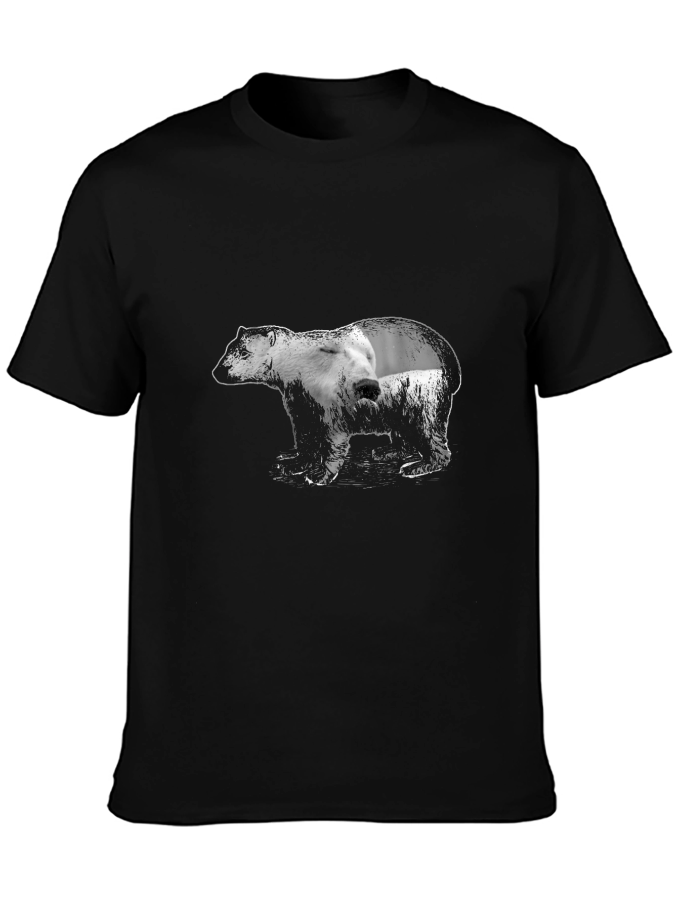 Bear Graphic Print Black T-Shirt