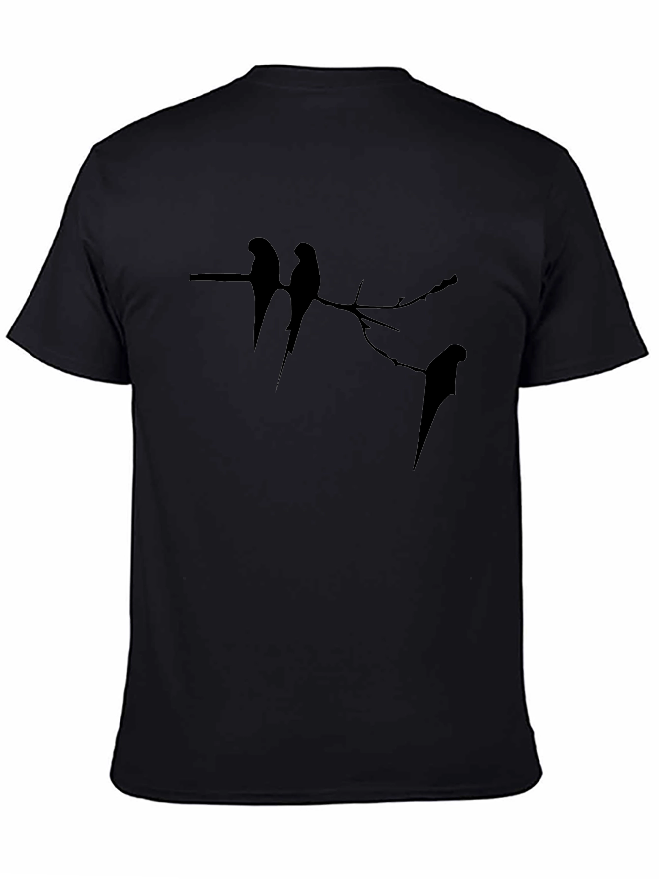 Black Tee with Bird Silhouette Design