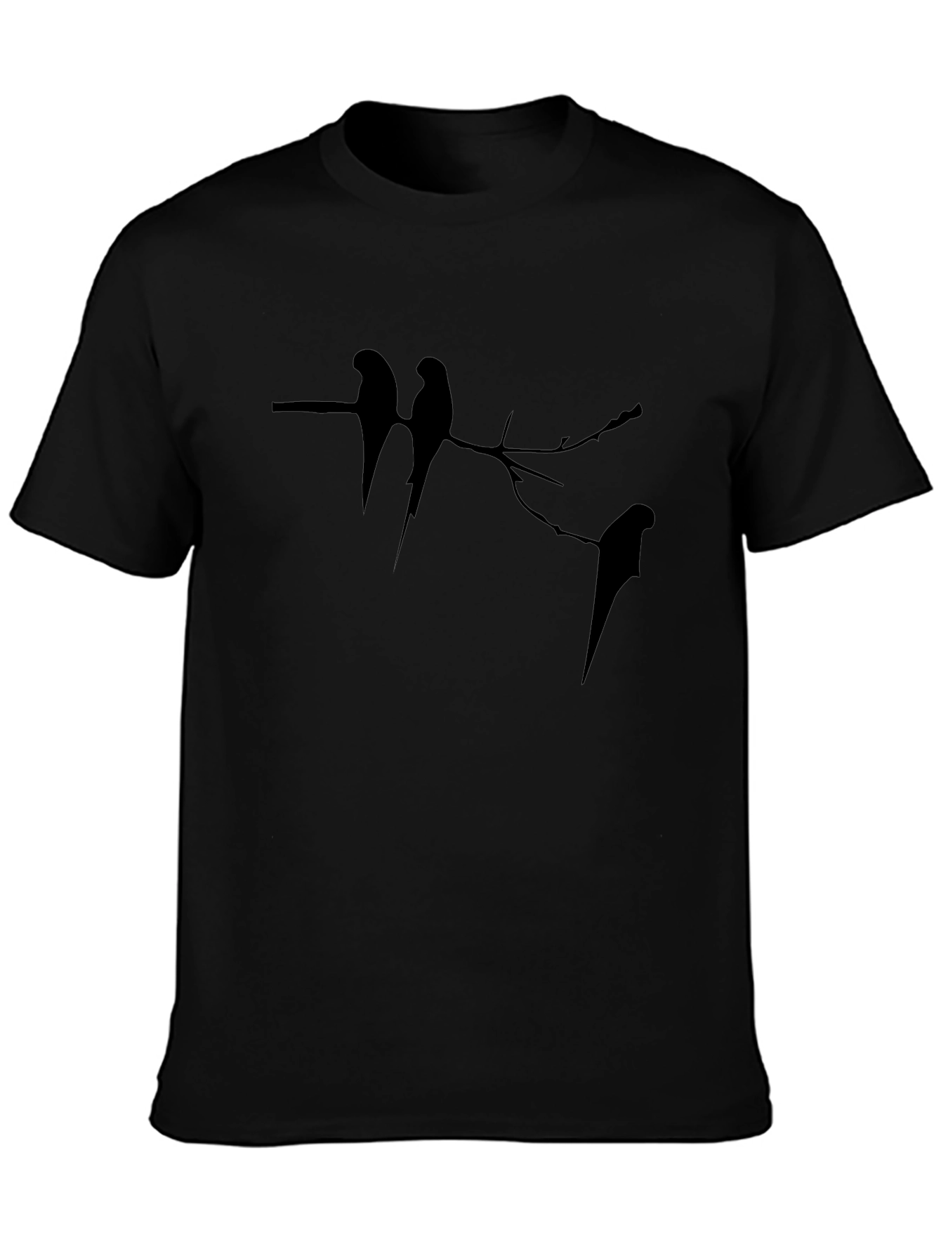 Black Tee with Bird Silhouette Design
