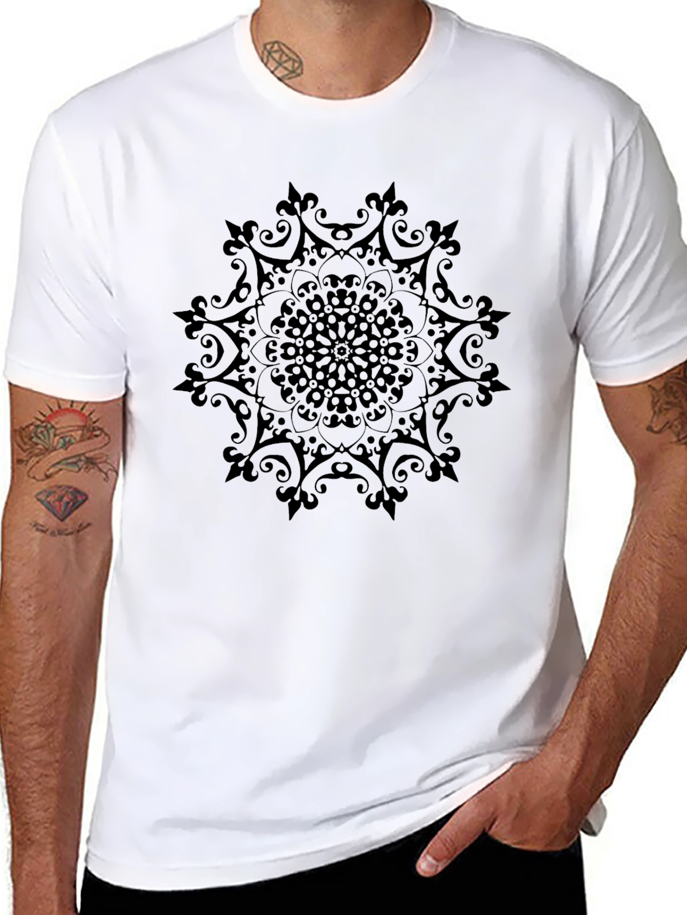 Black Mandala Graphic Tee - Stylish Unisex Casual Wear