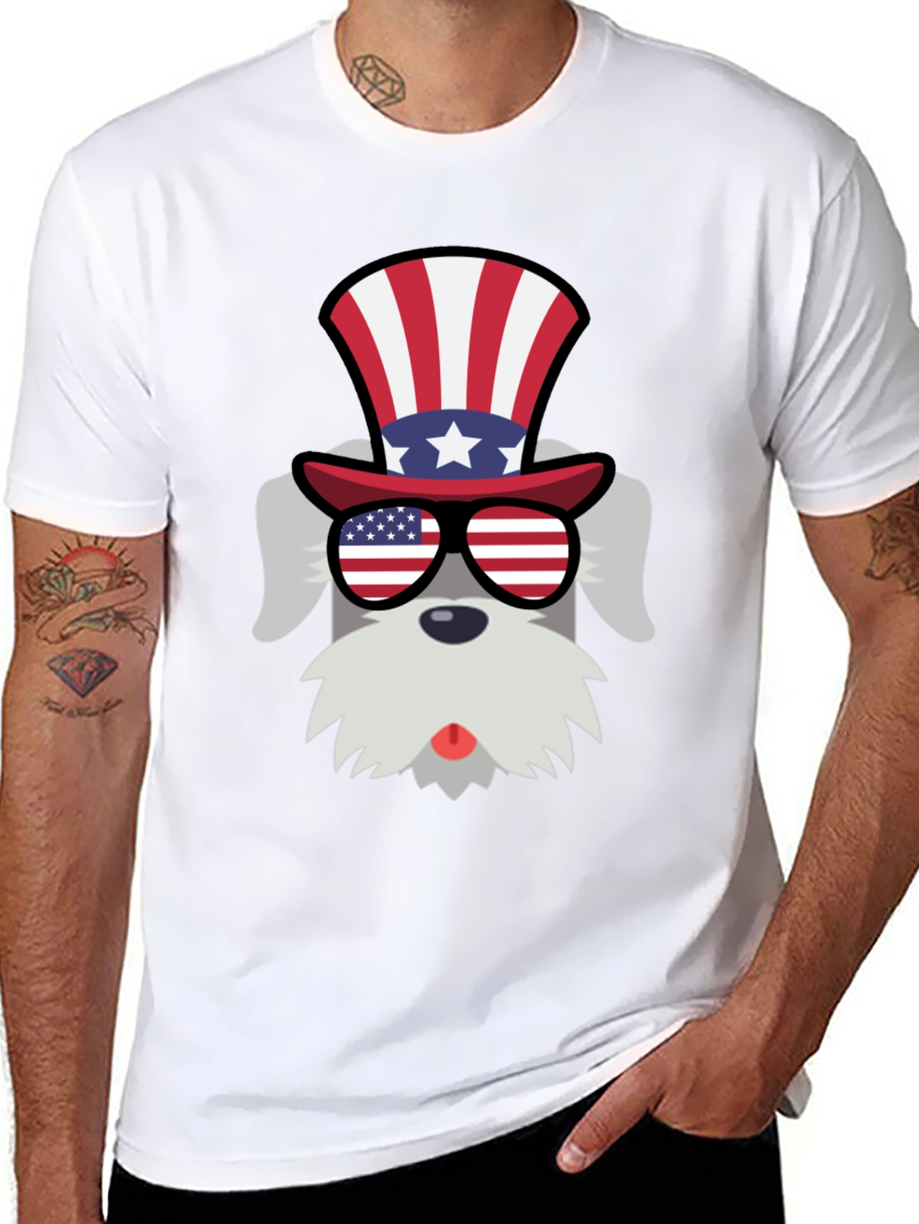 Patriotic Schnauzer T-Shirt - USA Dog