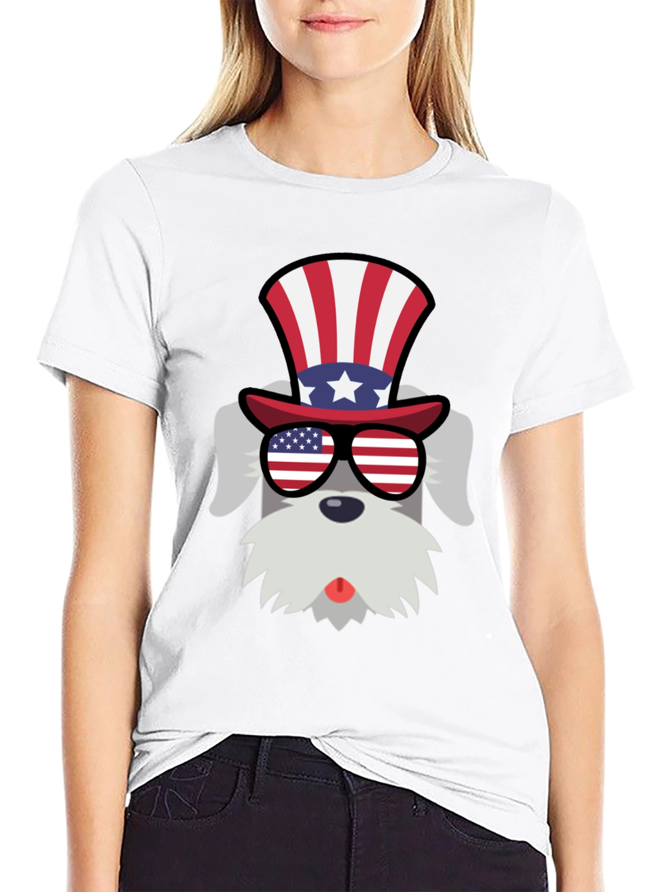 Patriotic Schnauzer T-Shirt - USA Dog