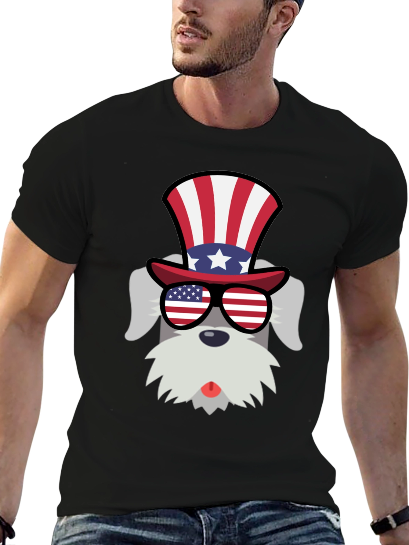 Patriotic Schnauzer T-Shirt - USA Dog