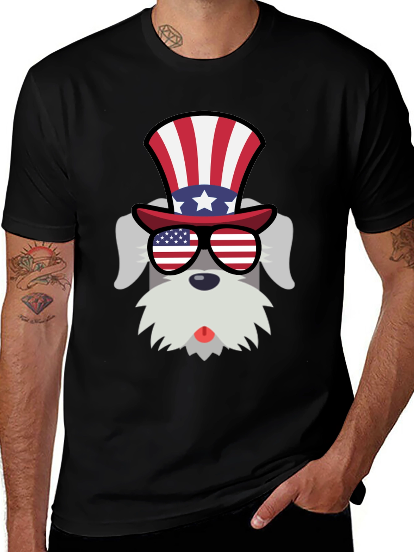 Patriotic Schnauzer T-Shirt - USA Dog