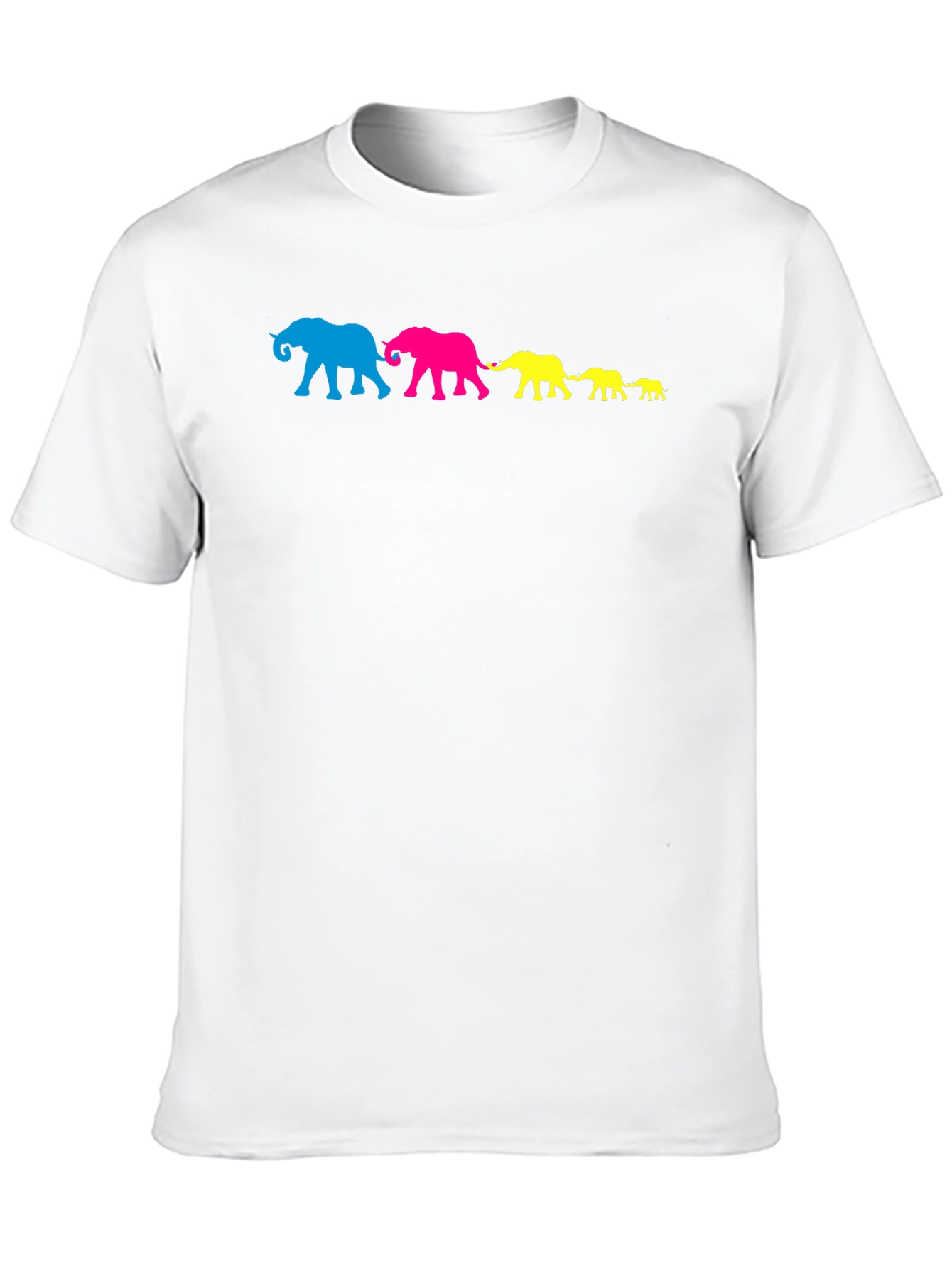 Elephant Family T-Shirt - Black Cotton Crew Neck