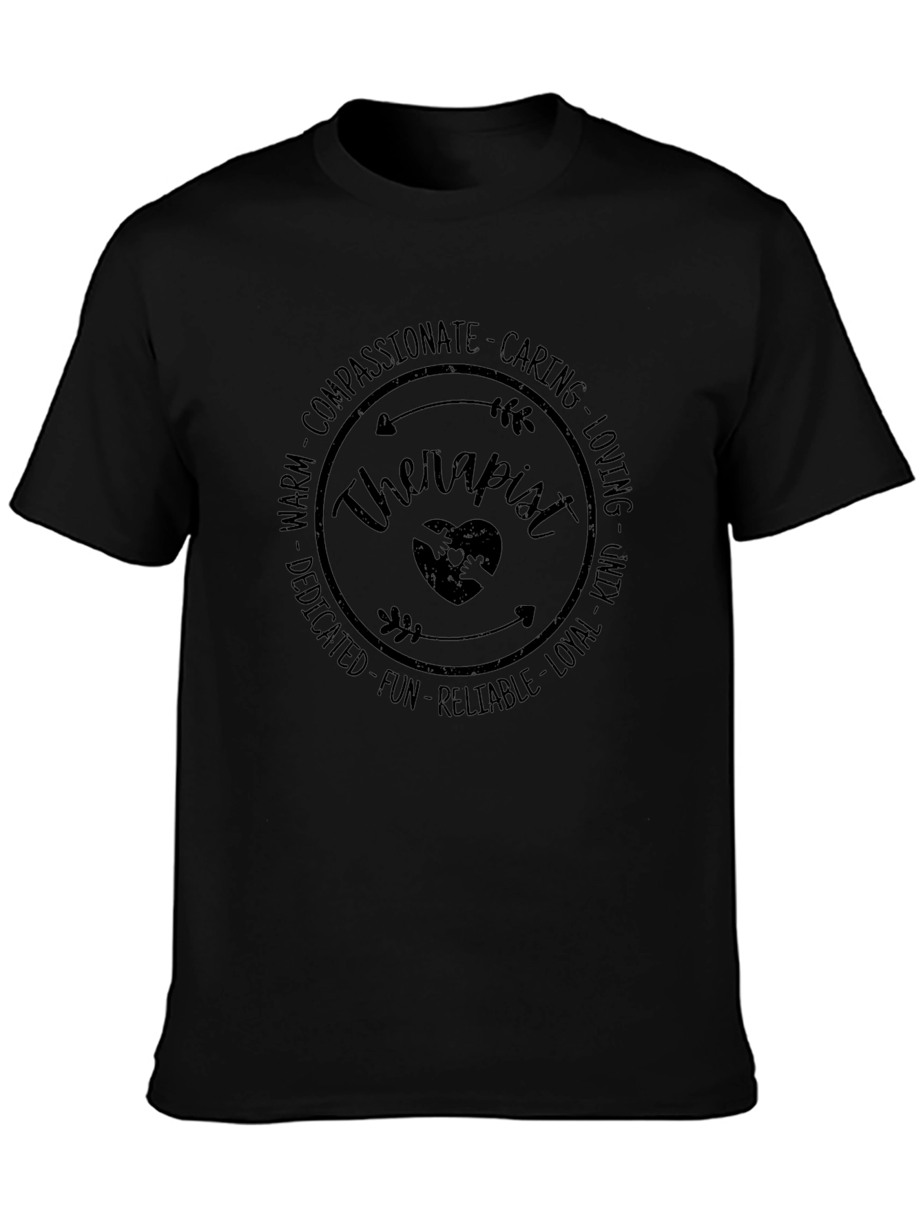 Therapist Qualities Graphic T-Shirt - Black