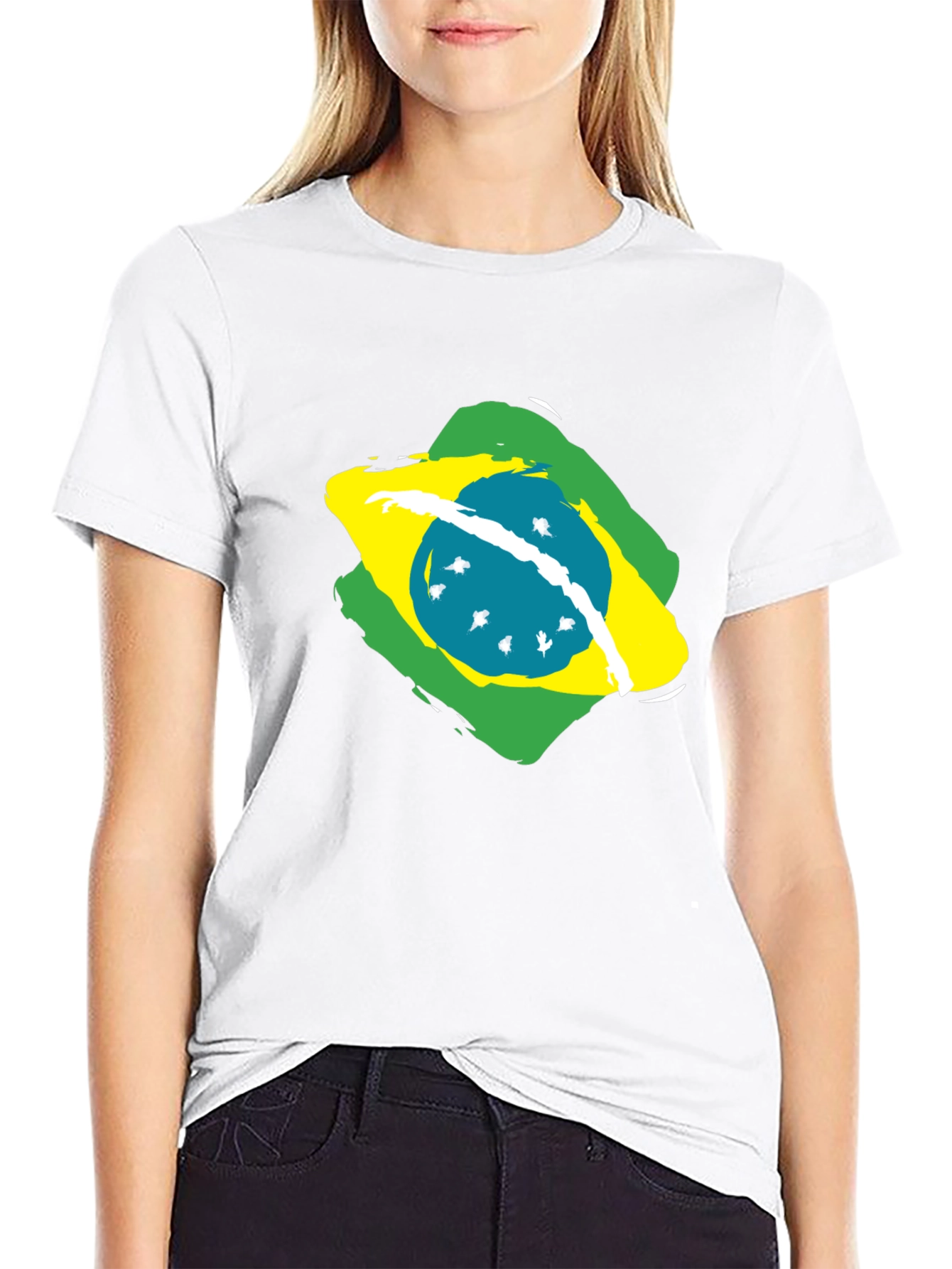 Brazil Flag Graphic Tee - Black Cotton T-Shirt