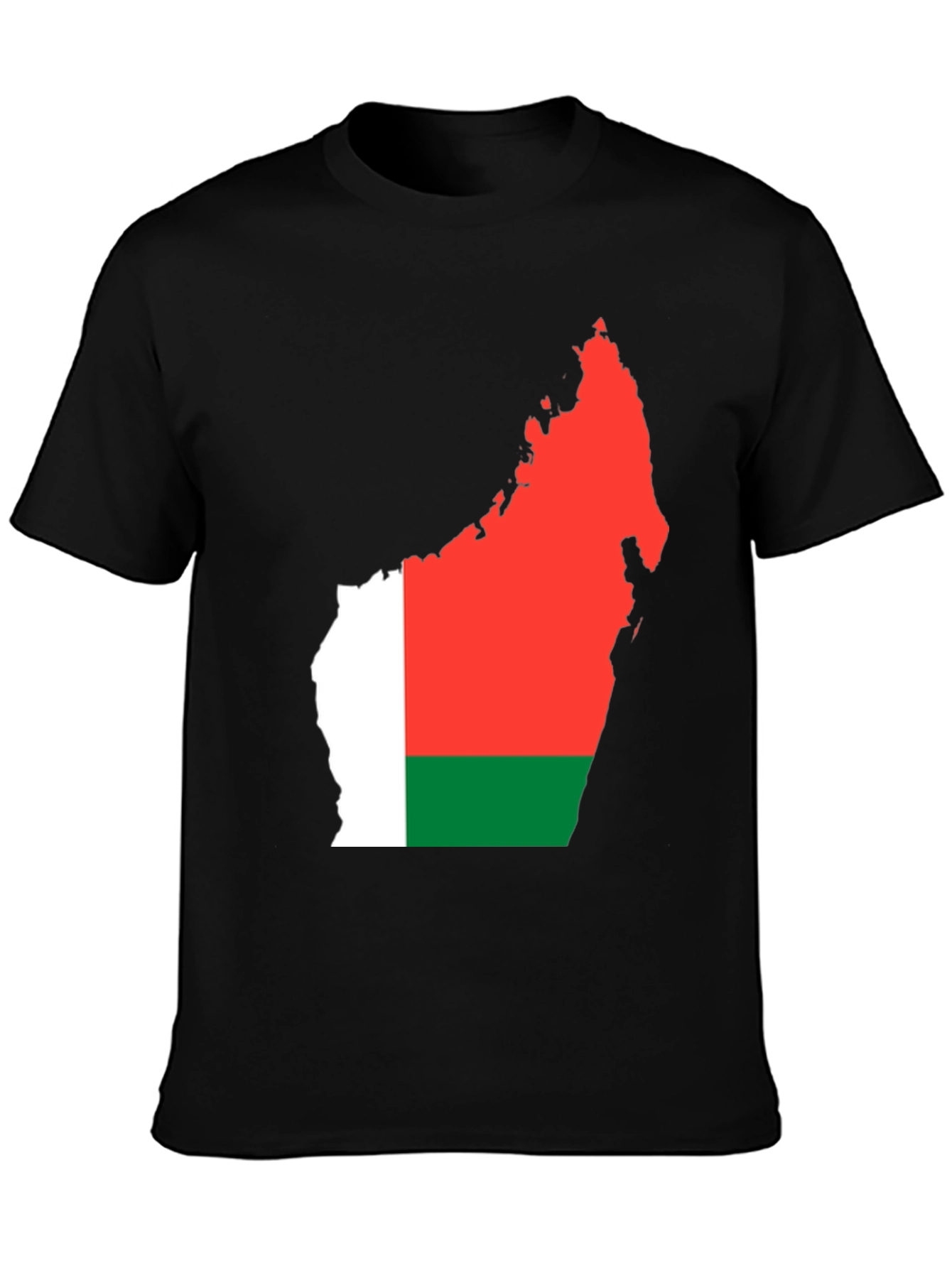 Madagascar Flag Graphic Tee - Black Cotton T-Shirt