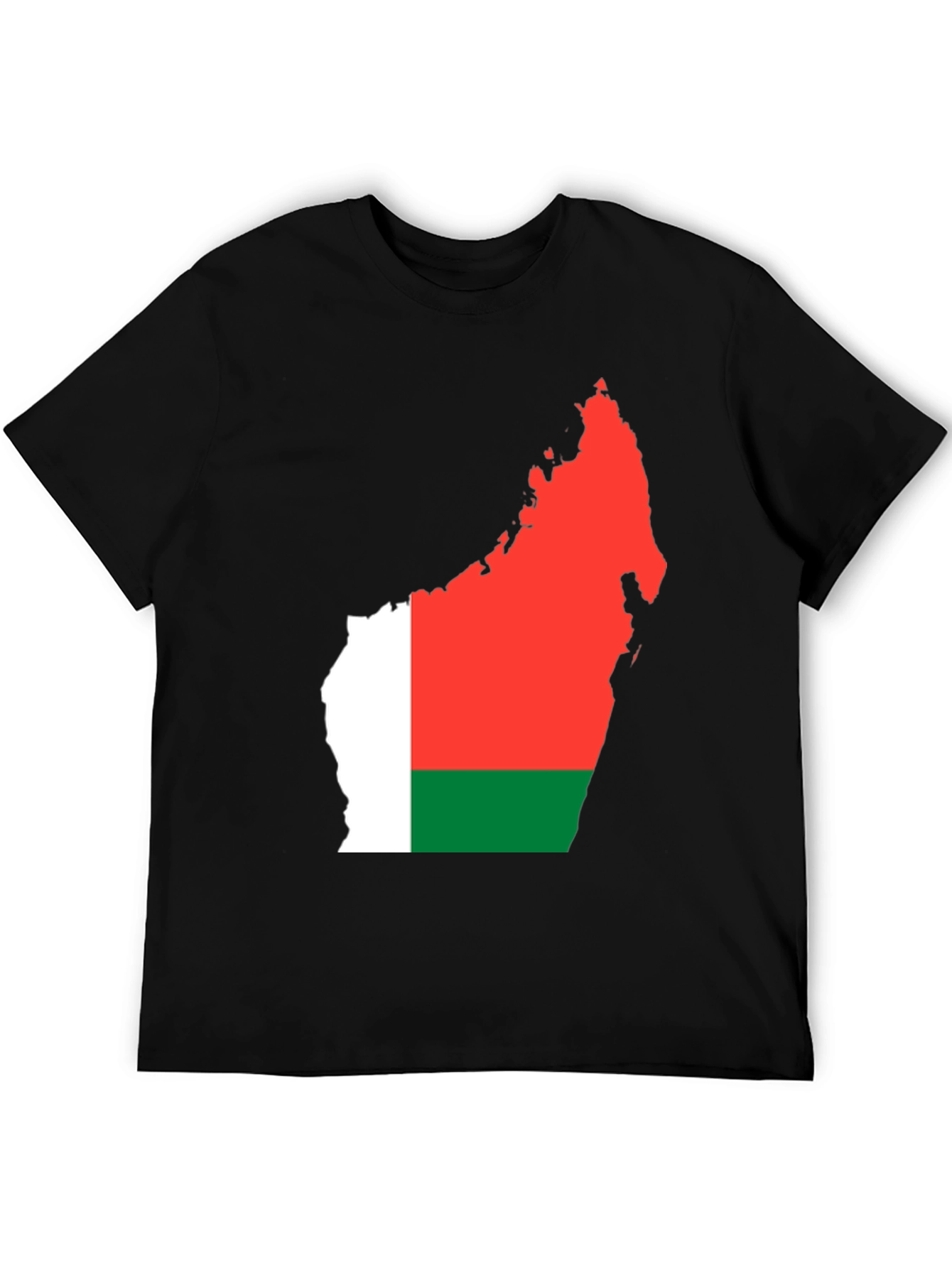 Madagascar Flag Graphic Tee - Black Cotton T-Shirt
