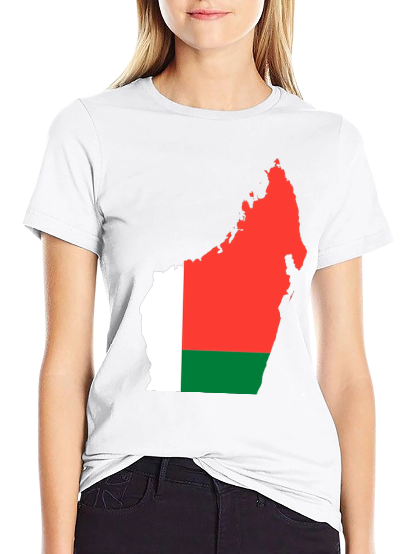 Madagascar Flag Graphic Tee - Black Cotton T-Shirt