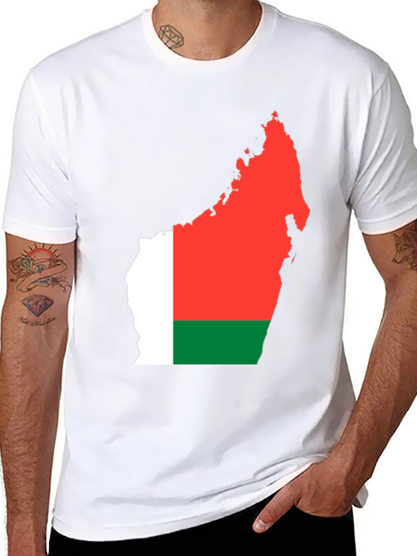 Madagascar Flag Graphic Tee - Black Cotton T-Shirt