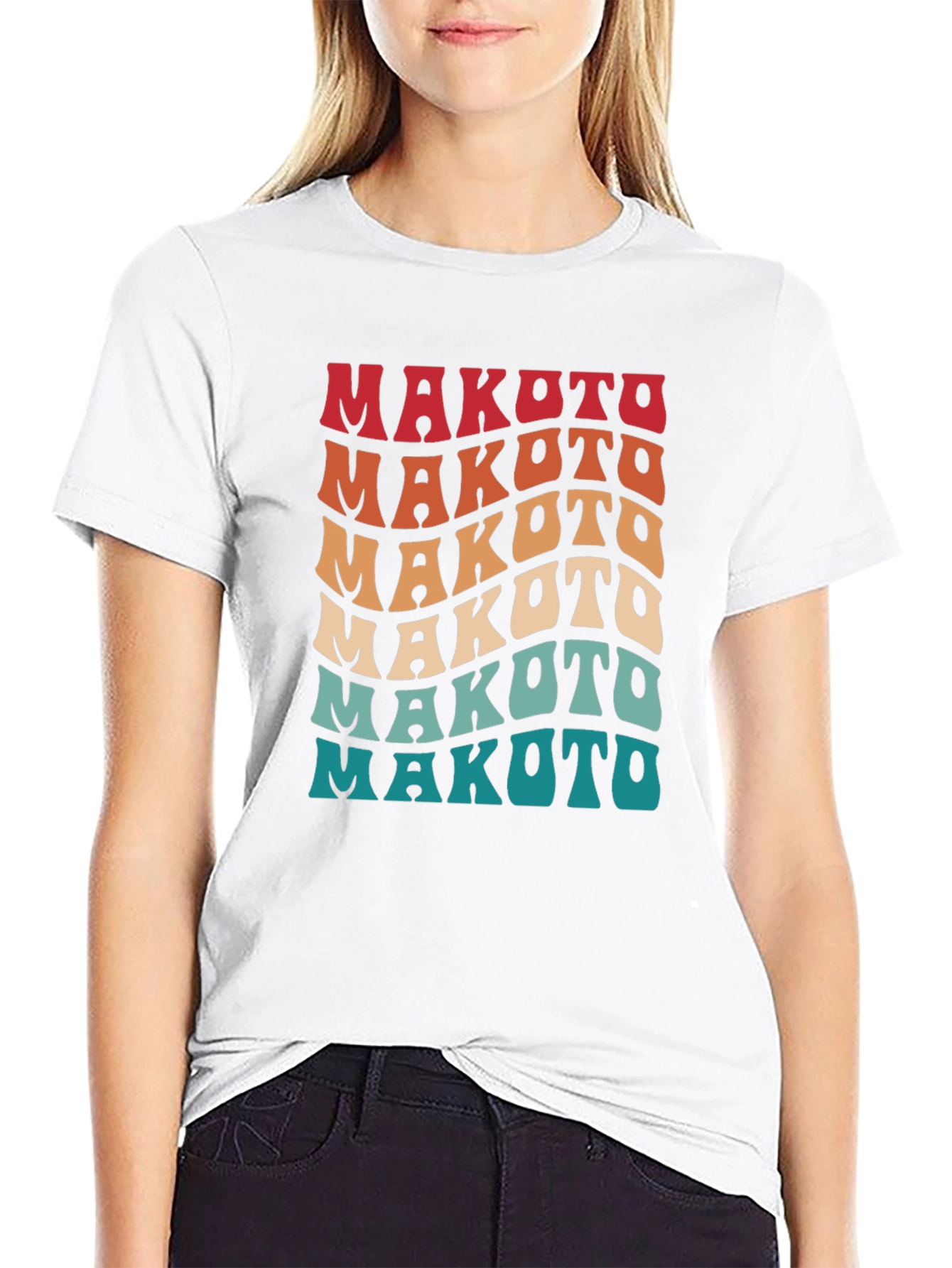 Makoto Retro T-Shirt - Stylish Wavy Text Design