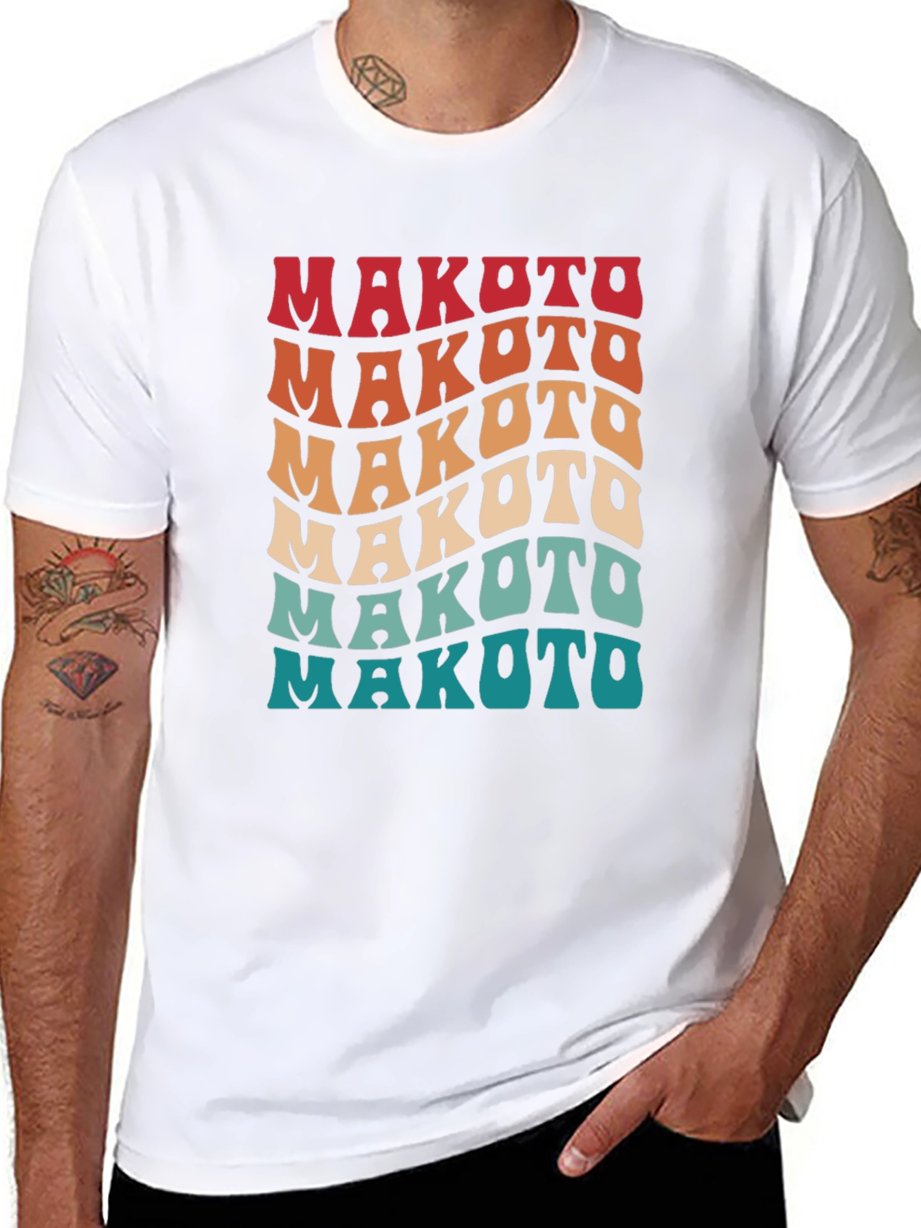 Makoto Retro T-Shirt - Stylish Wavy Text Design