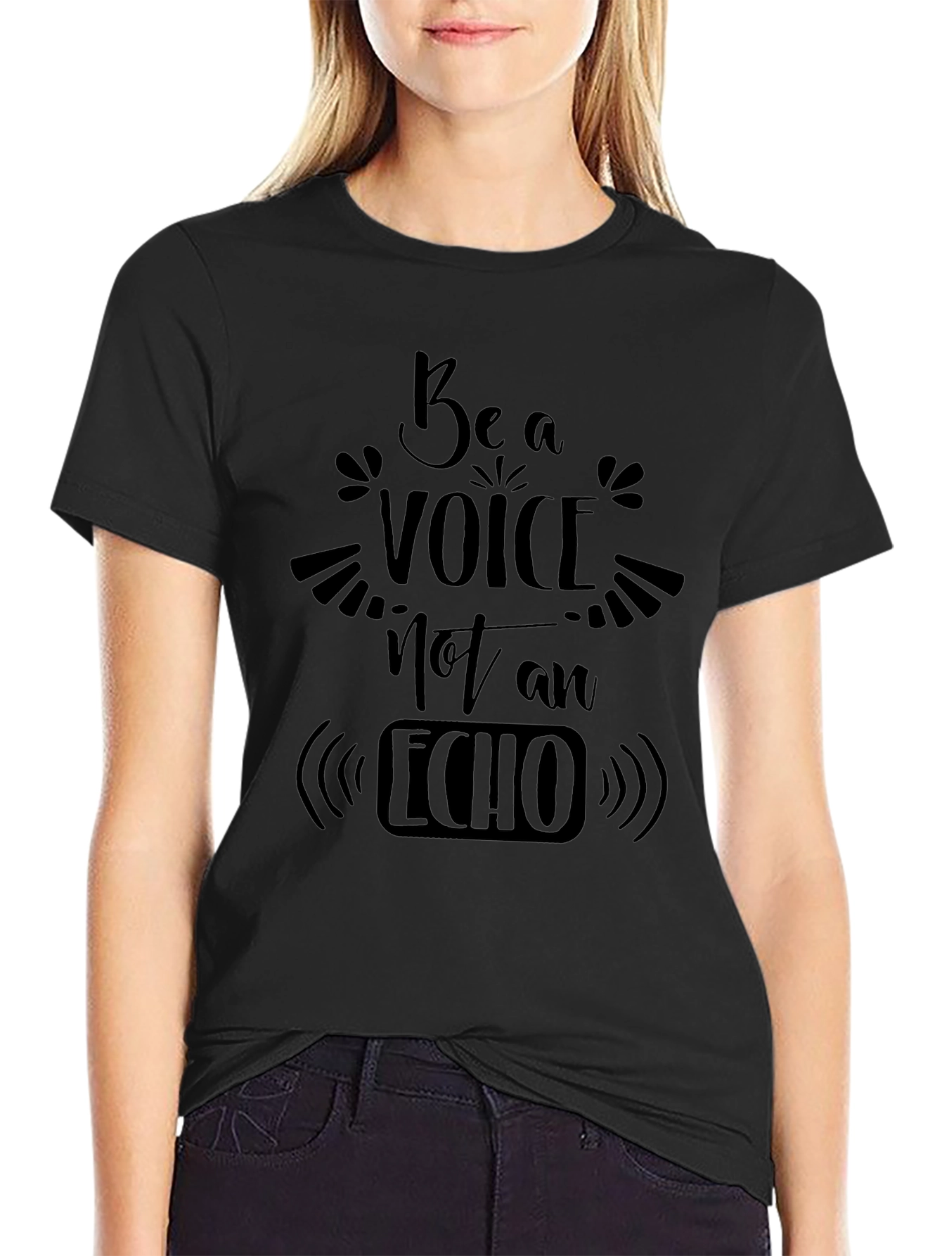 Be a Voice Not an Echo Black Graphic Tee