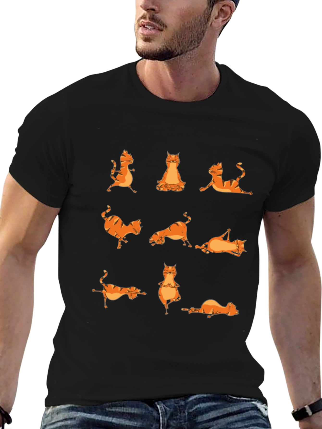 Yoga Cat T-Shirt - Black Cotton Tee