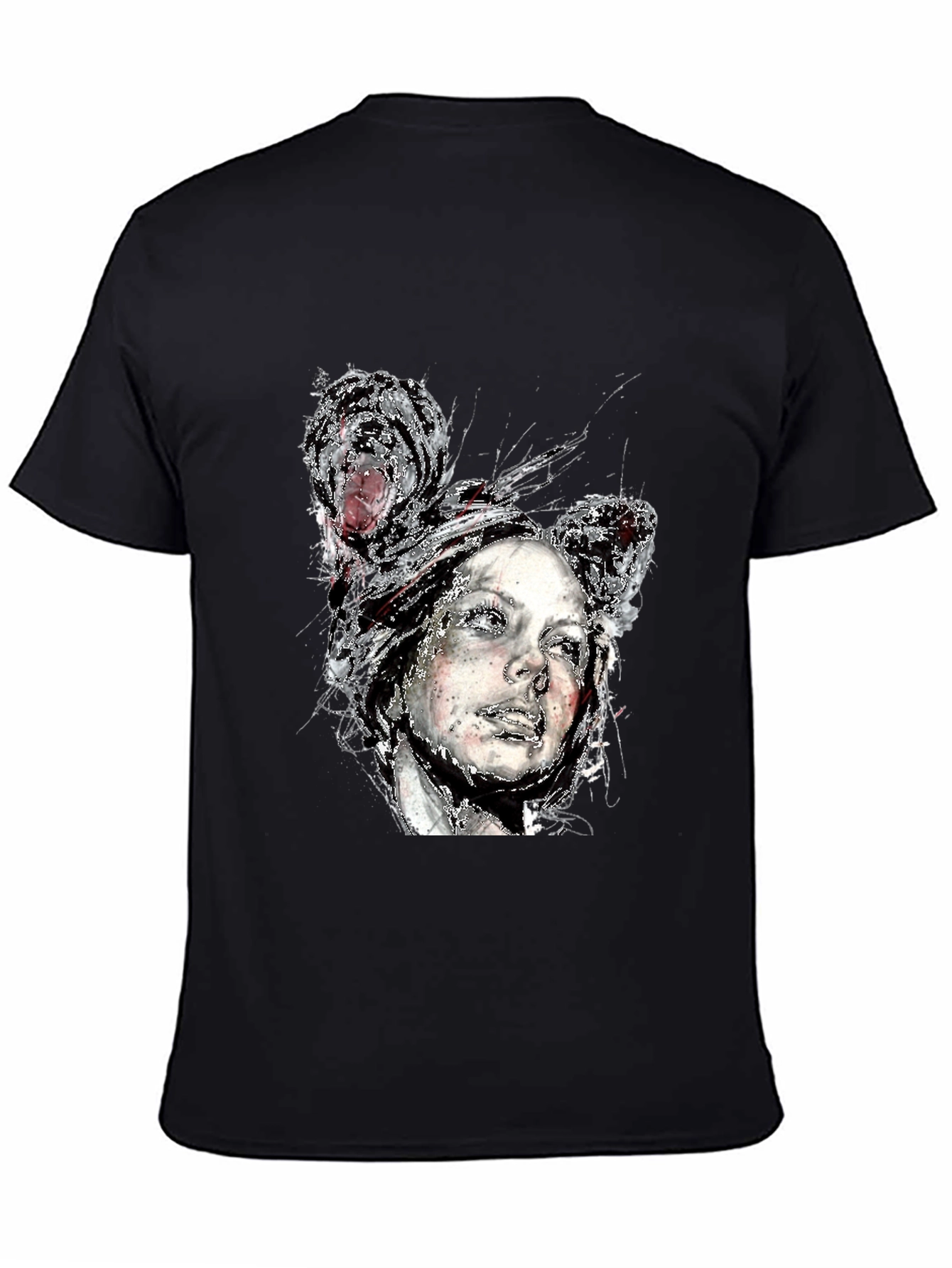 Unique Artistic Portrait Black Tee