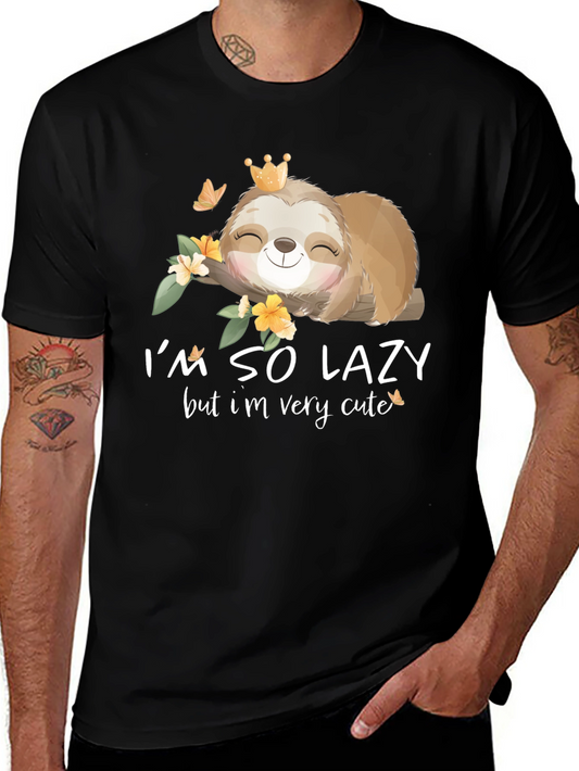 Lazy Sloth Graphic Tee - Im So Lazy But Cute
