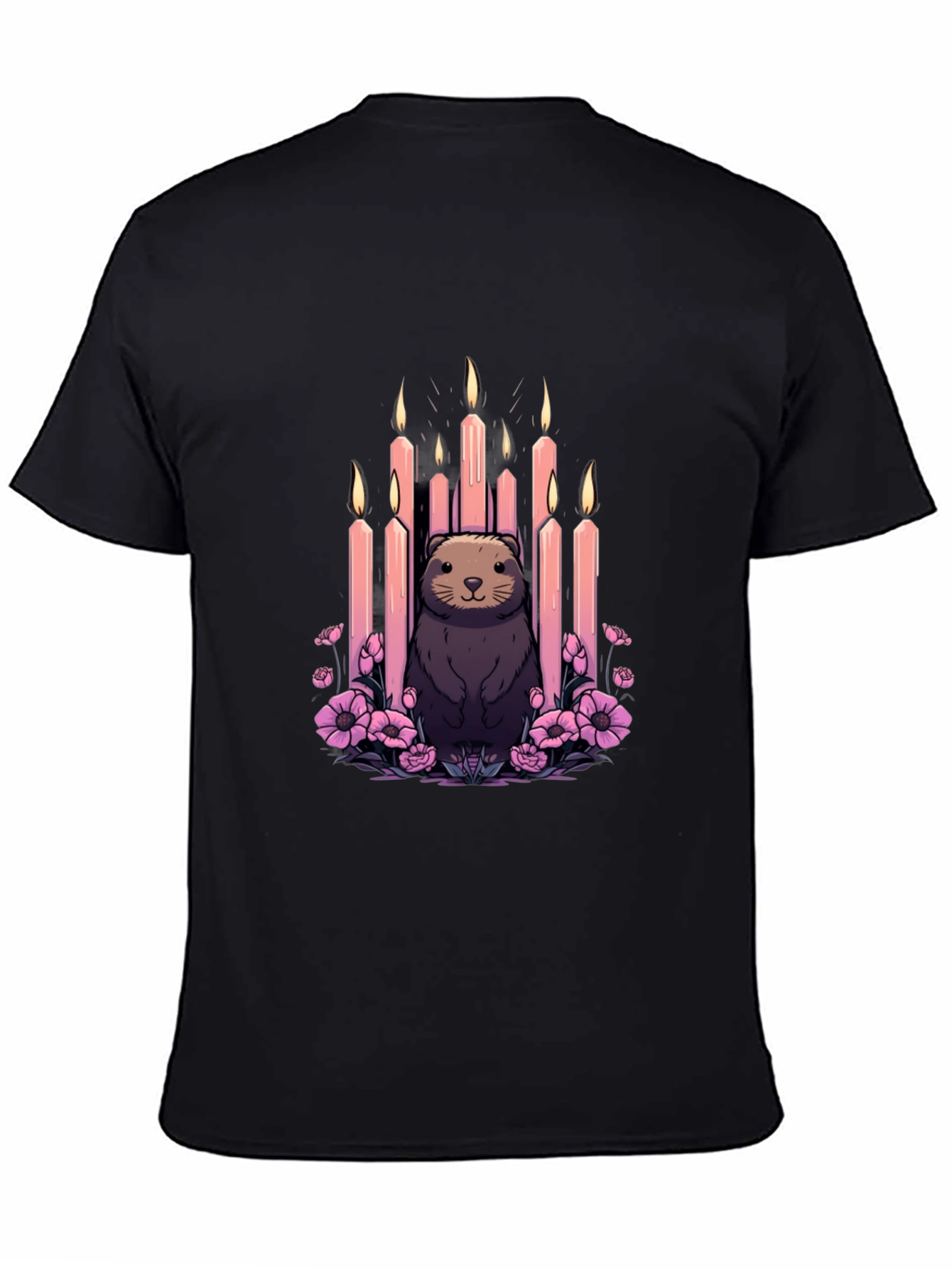 Candle Otter Graphic Tee - Unique Art Shirt