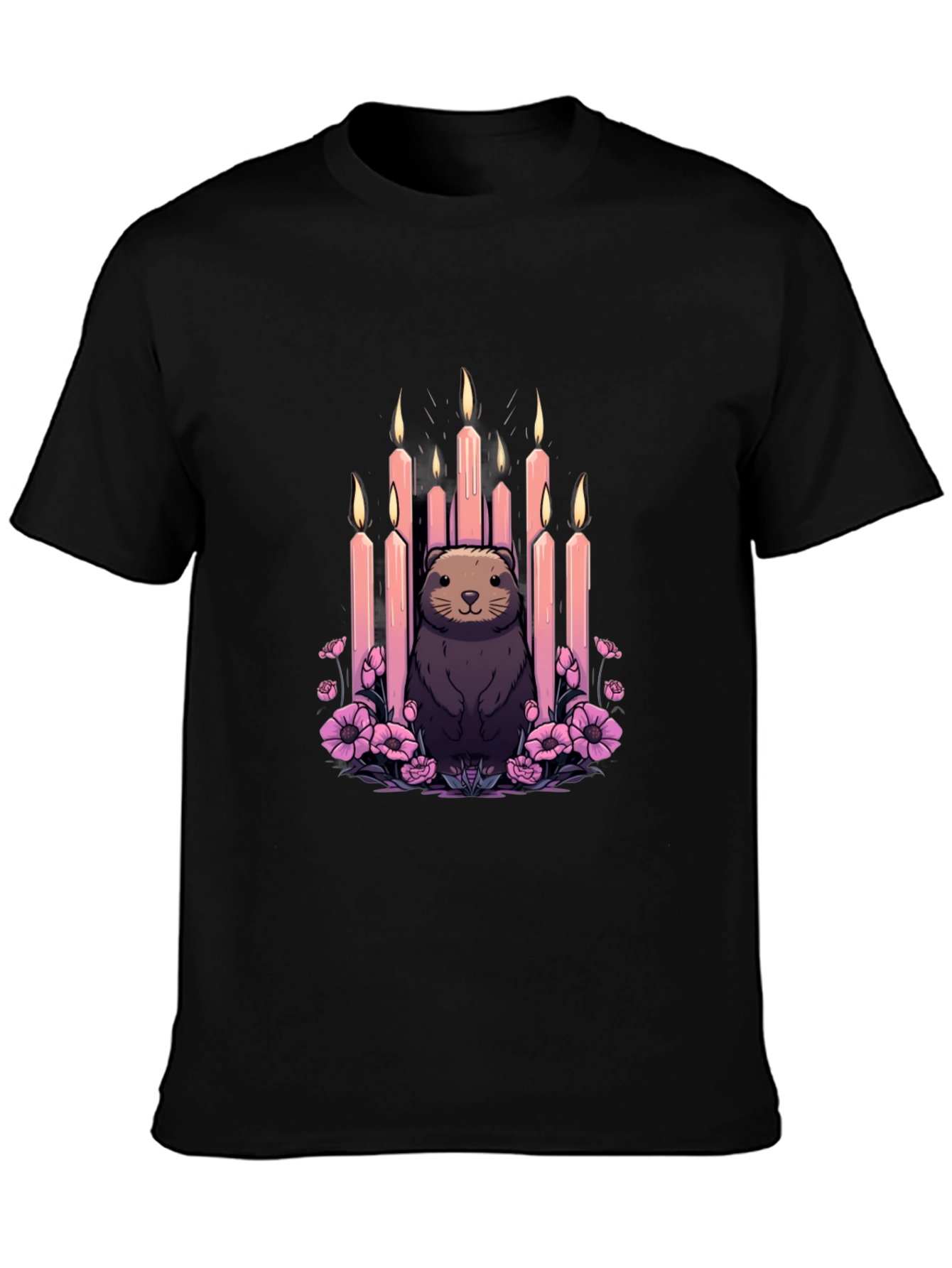 Candle Otter Graphic Tee - Unique Art Shirt