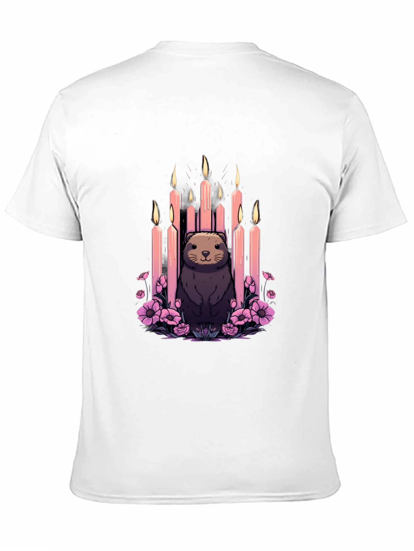Candle Otter Graphic Tee - Unique Art Shirt