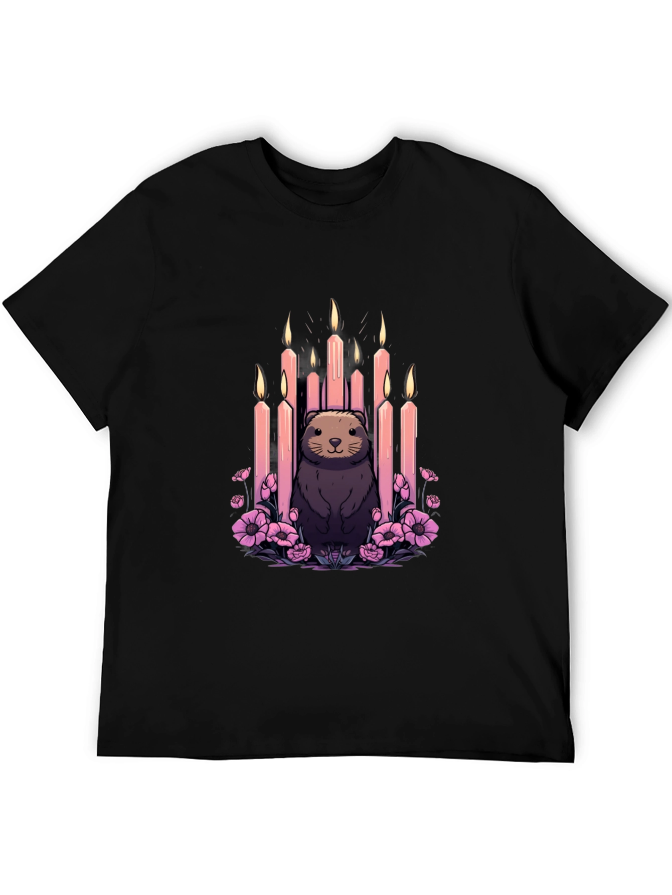 Candle Otter Graphic Tee - Unique Art Shirt