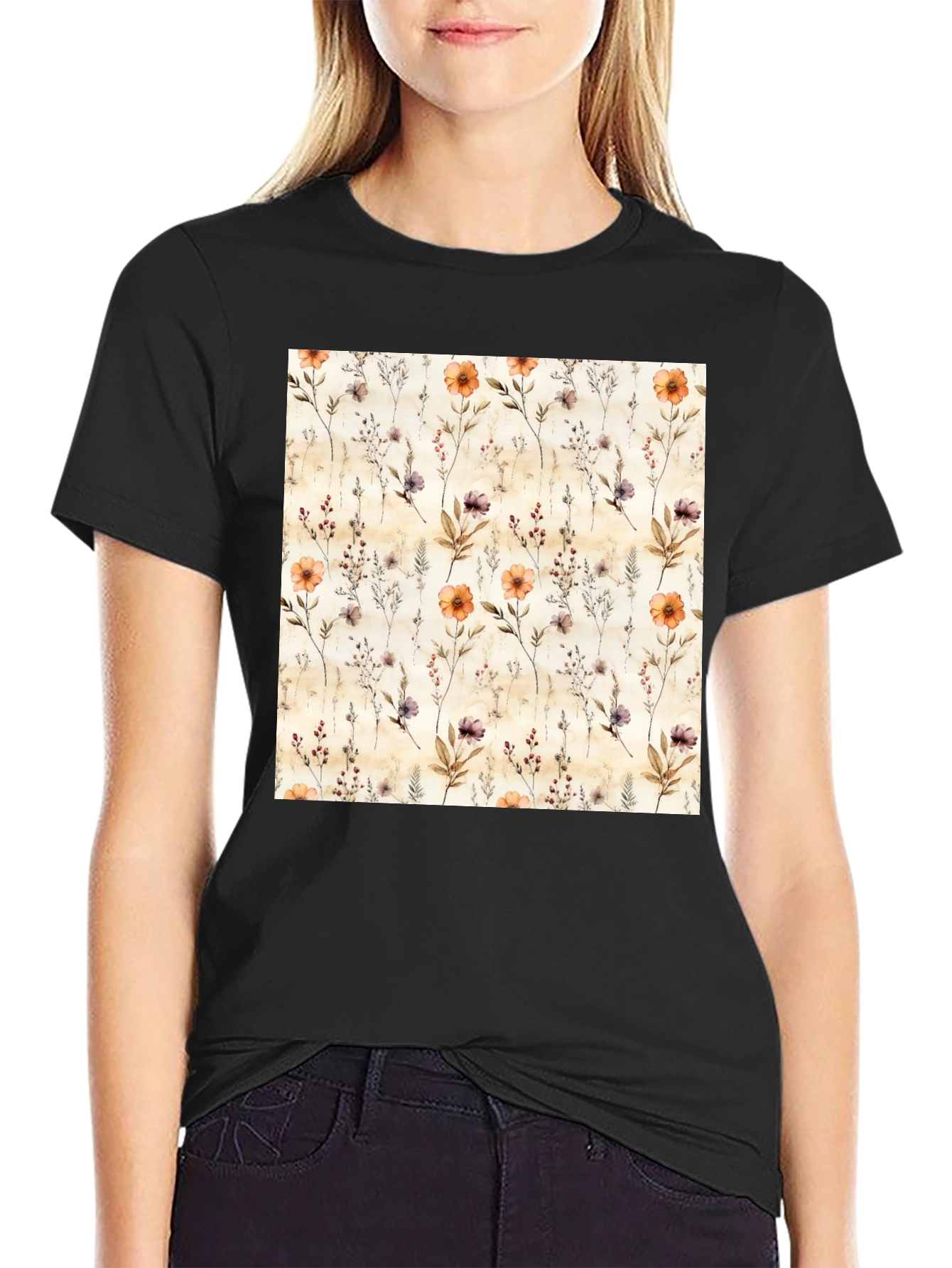 Floral Print Crew Neck T-Shirt