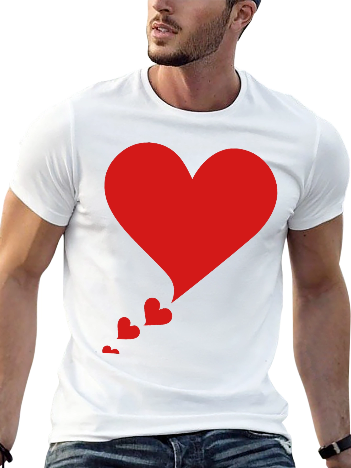 Heart Cascade Tee - Stylish Black T-Shirt
