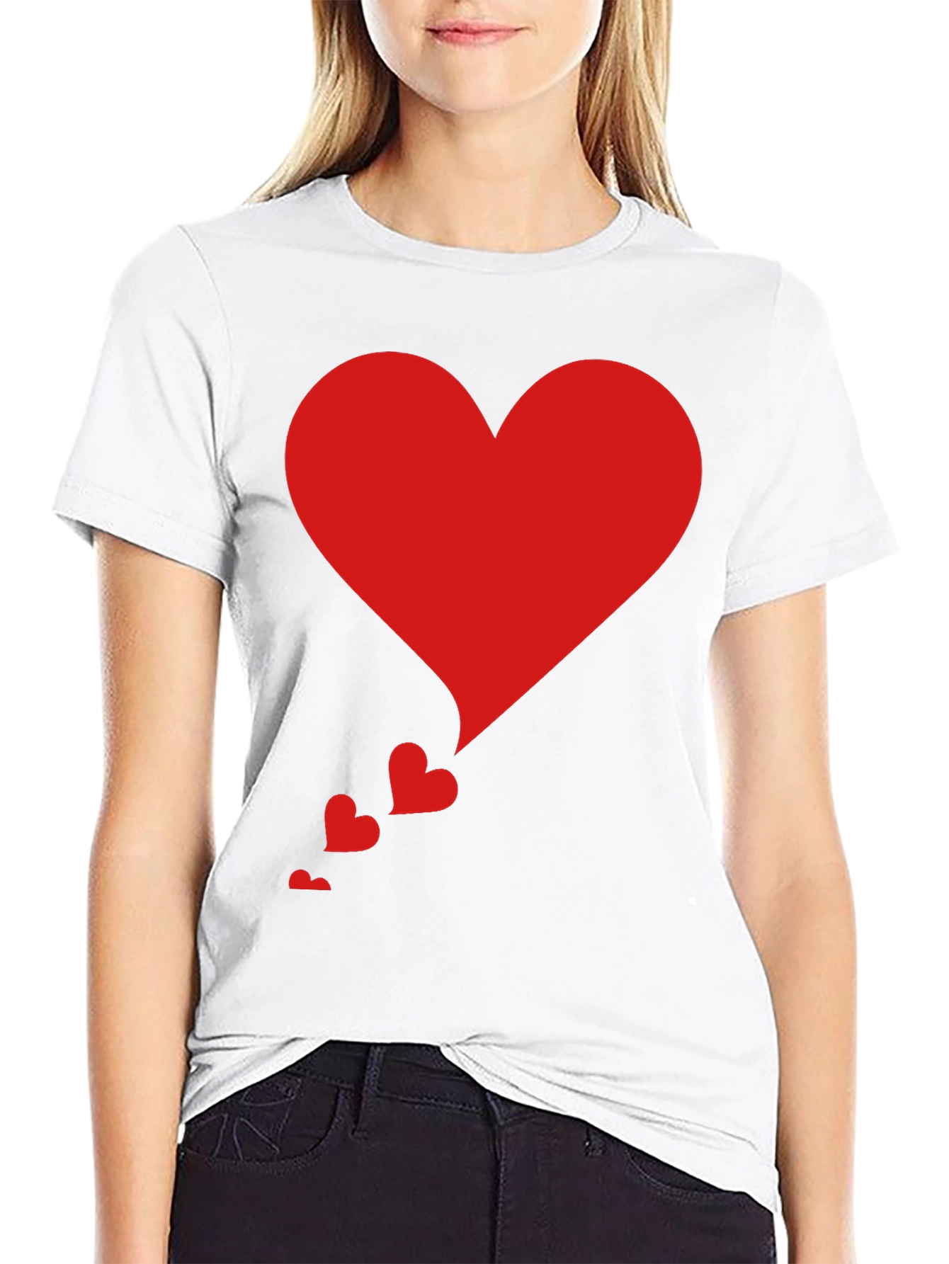 Heart Cascade Tee - Stylish Black T-Shirt