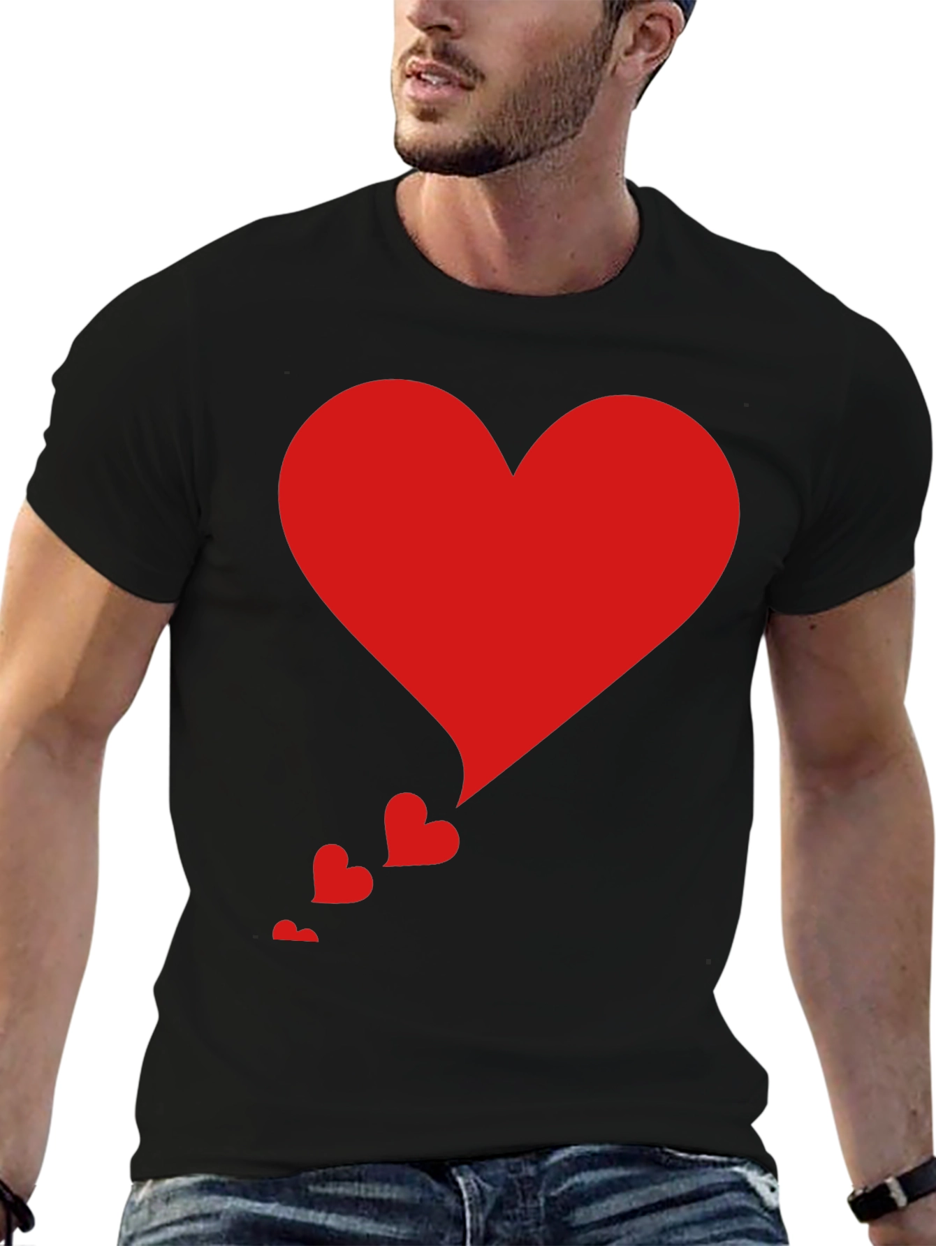 Heart Cascade Tee - Stylish Black T-Shirt