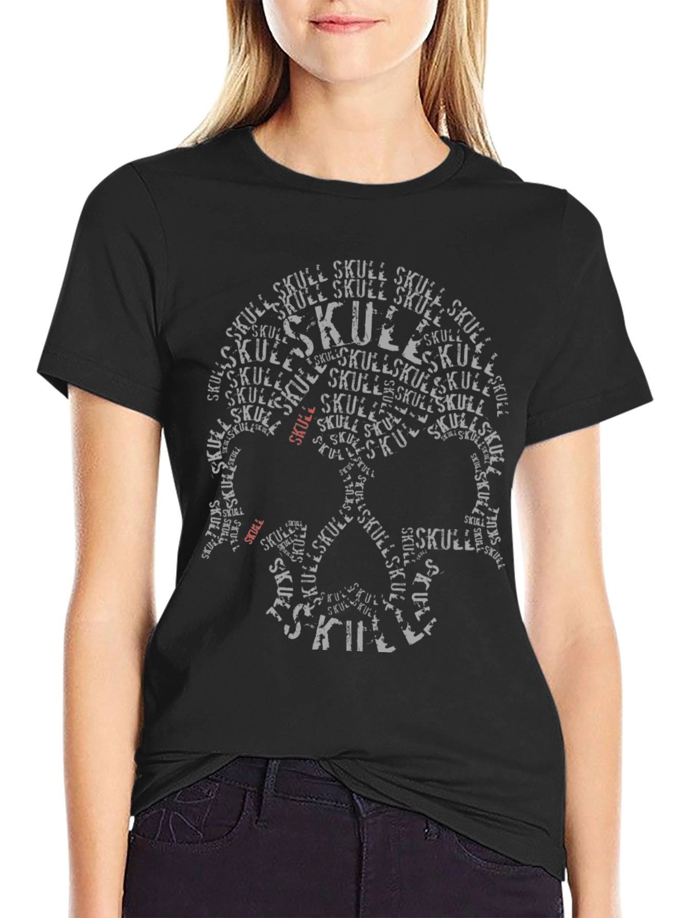 Skull Word Art Graphic Print Mens T-Shirt