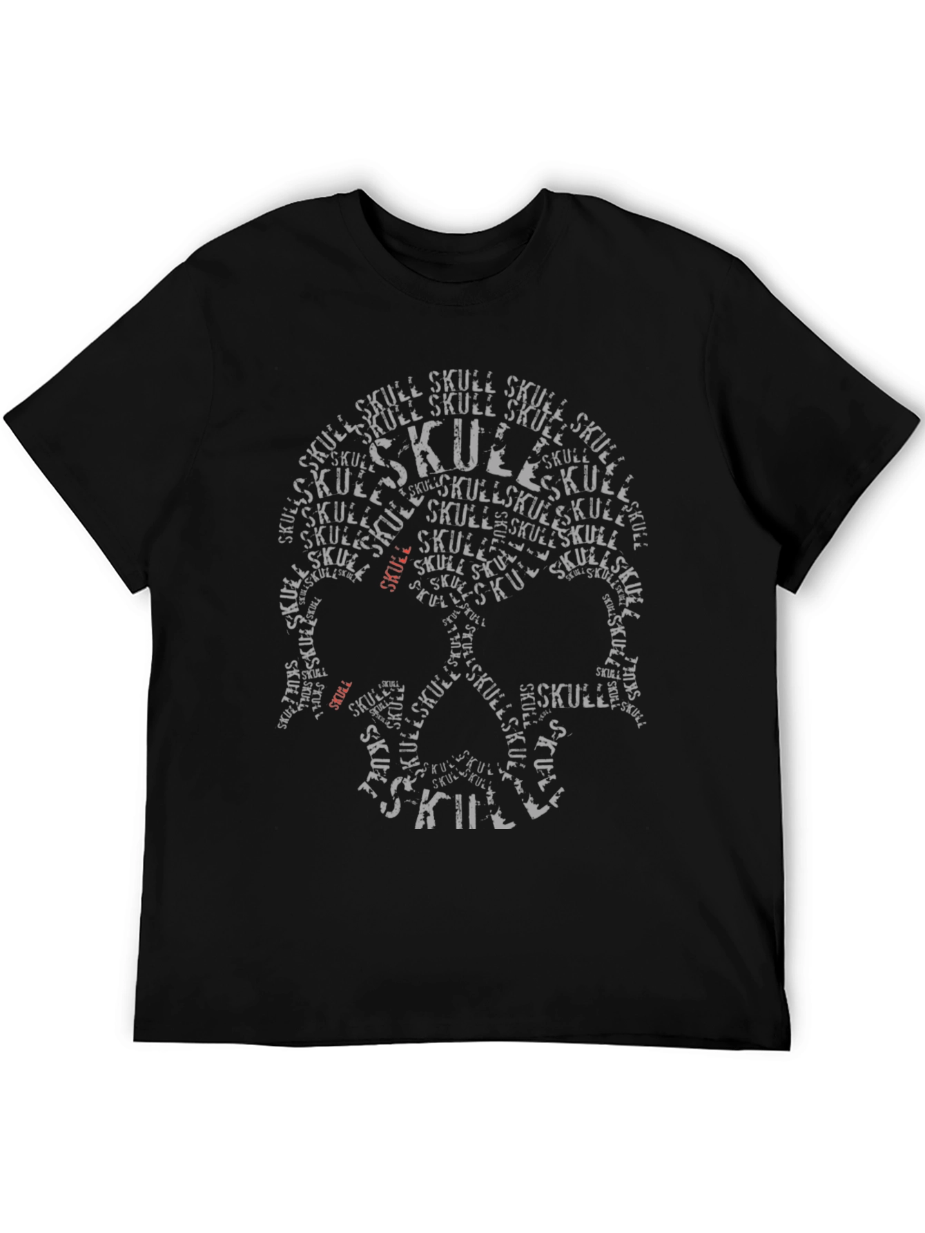 Skull Word Art Graphic Print Mens T-Shirt