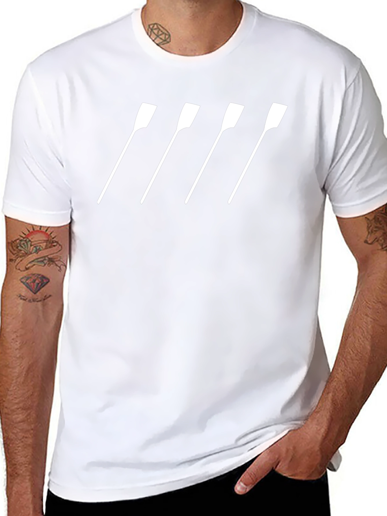 Rowing Oars Graphic Tee - Black Cotton T-Shirt