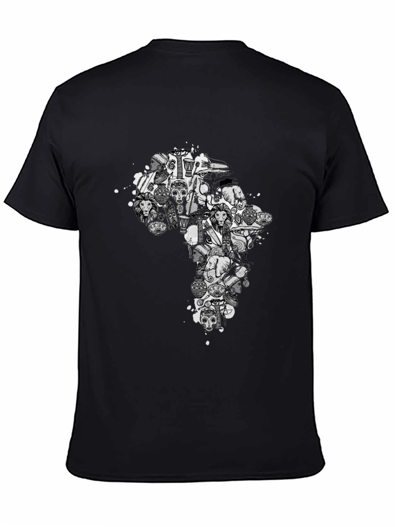 African Art Print Black T-Shirt