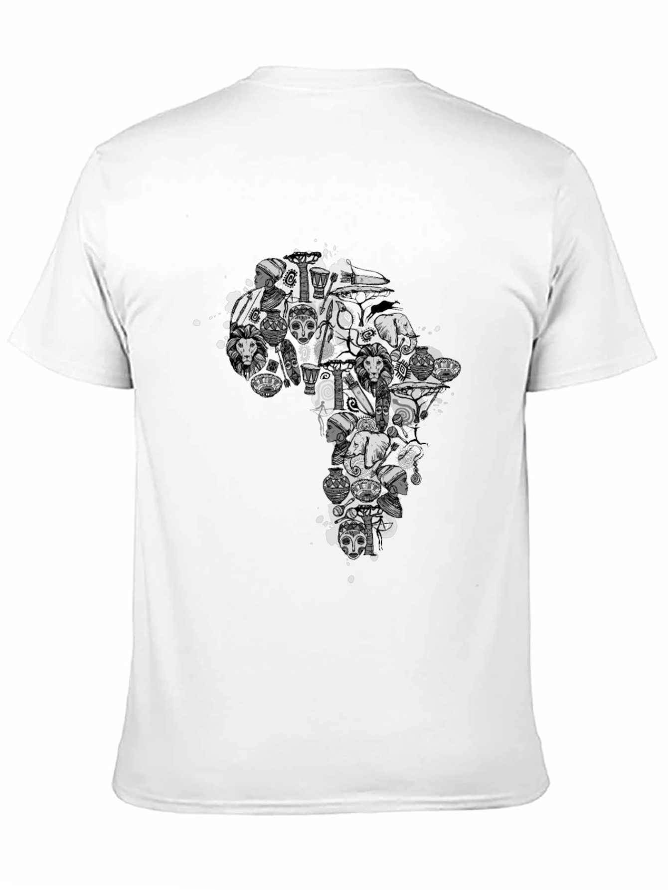 African Art Print Black T-Shirt