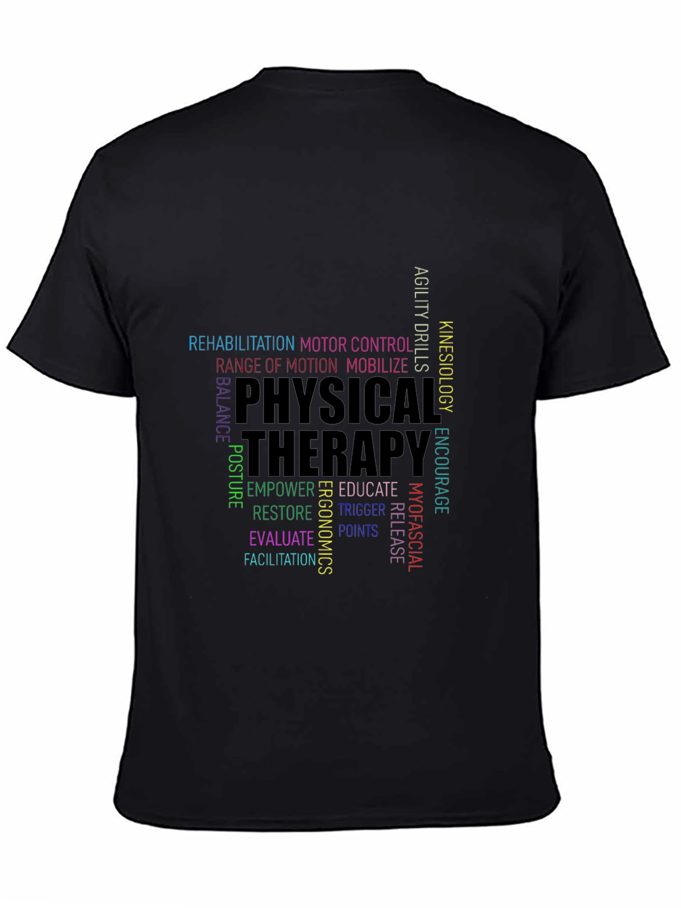 Physical Therapy Word Art Black T-Shirt