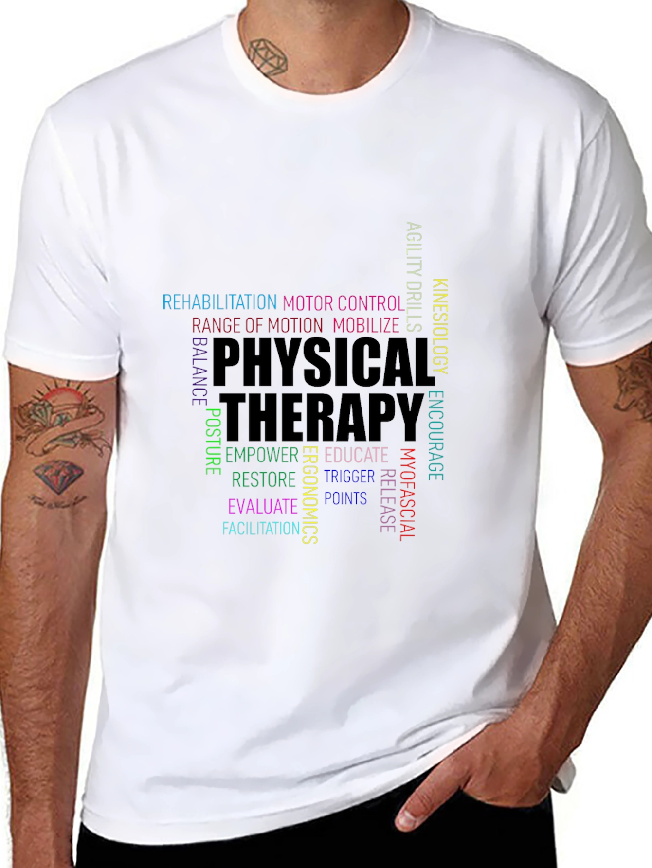 Physical Therapy Word Art Black T-Shirt