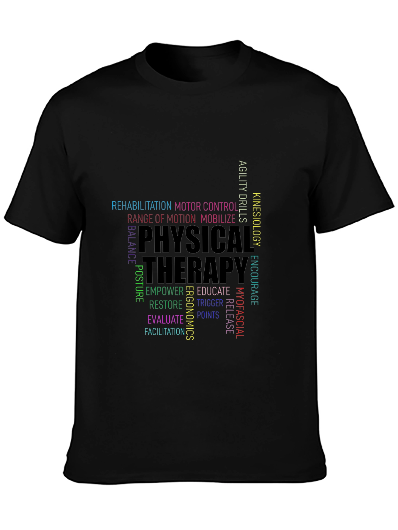 Physical Therapy Word Art Black T-Shirt