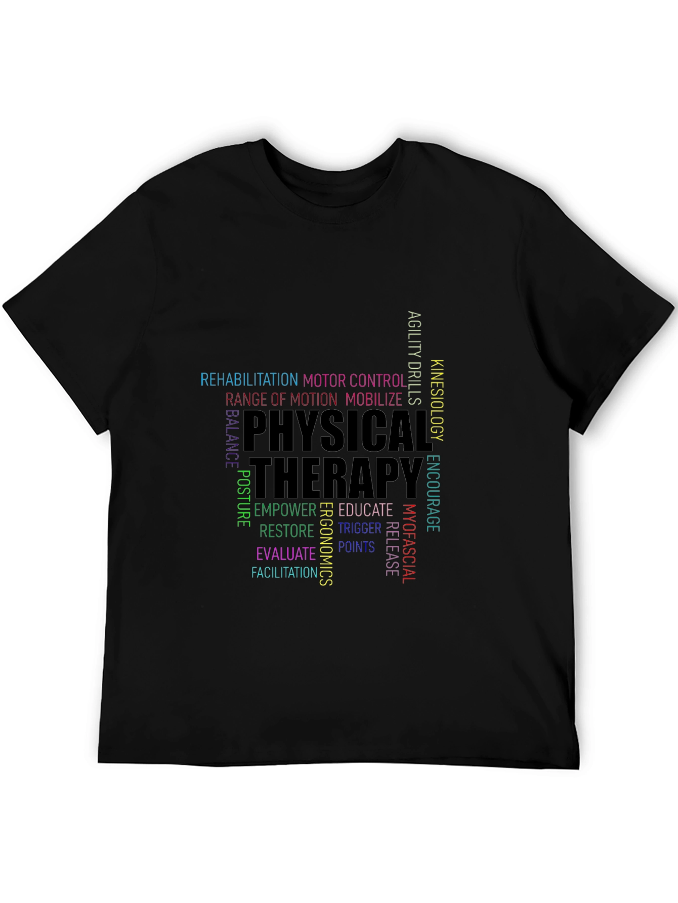 Physical Therapy Word Art Black T-Shirt