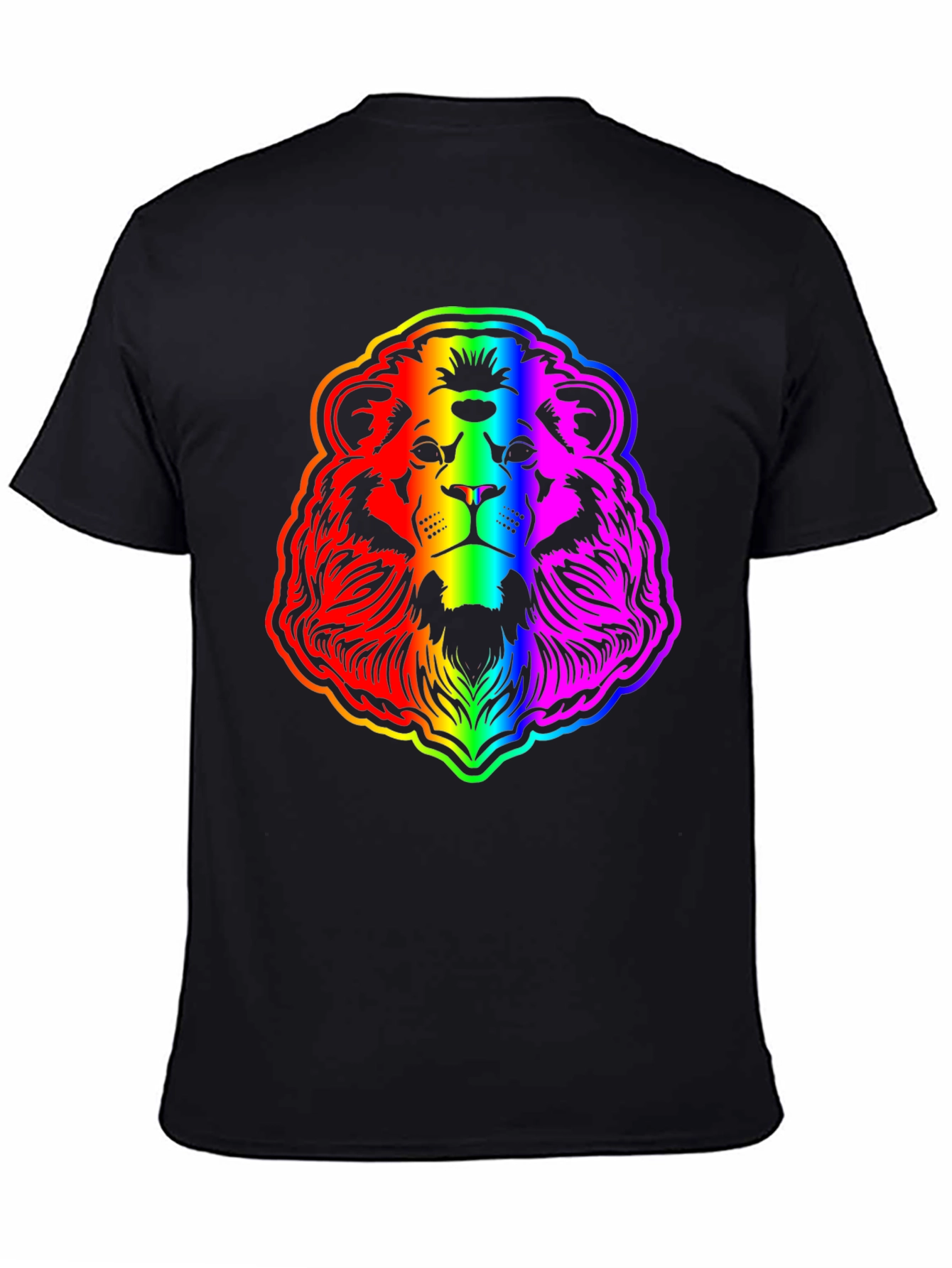 Rainbow Lion Graphic Tee - Bold Mens Black T-Shirt