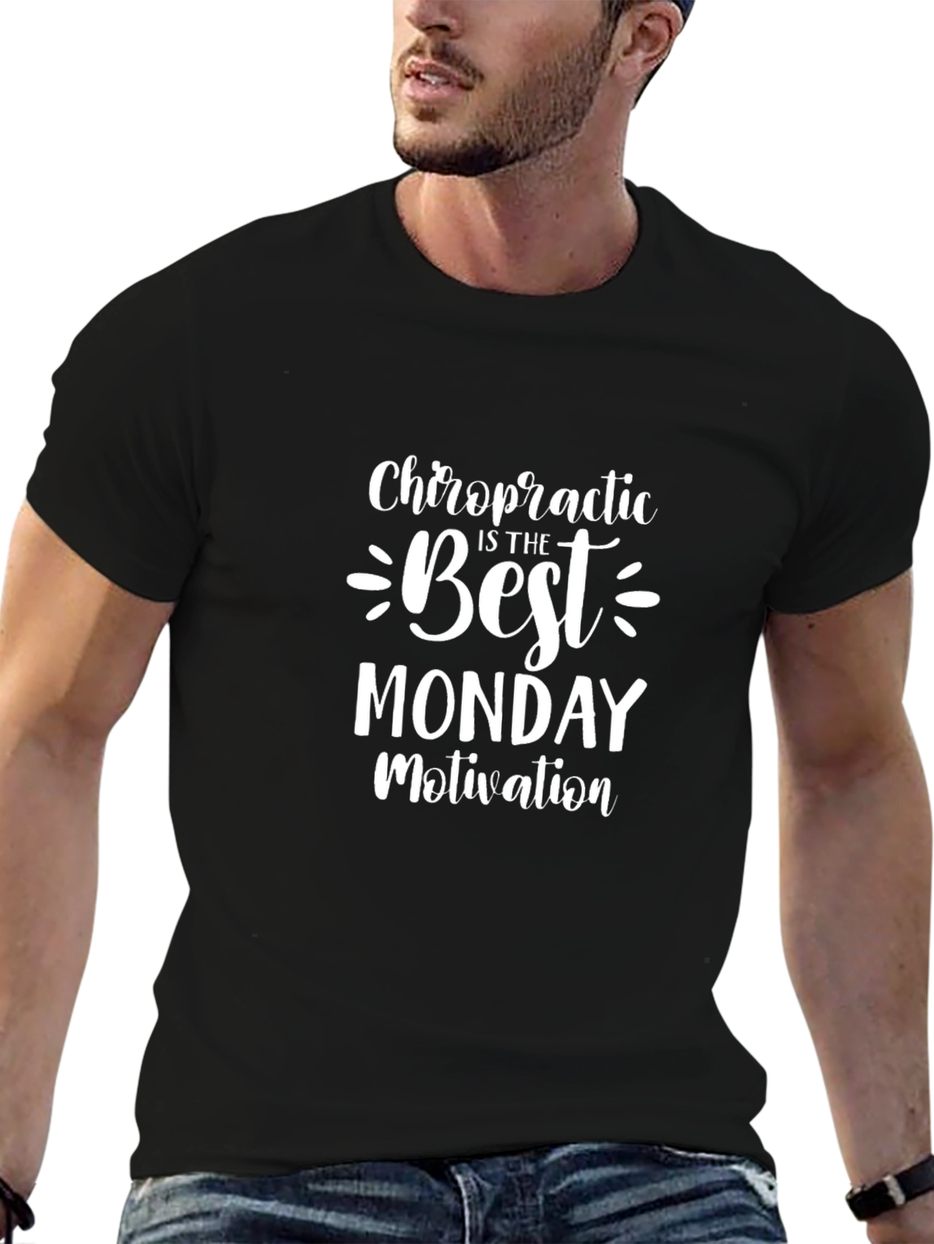 Chiropractic Monday Motivation Black Tee Shirt