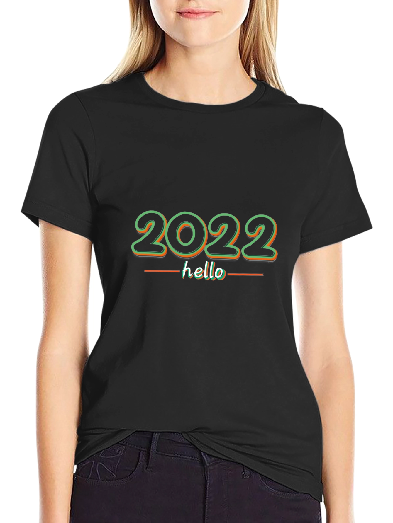 Retro 2022 Hello Black Graphic Tee